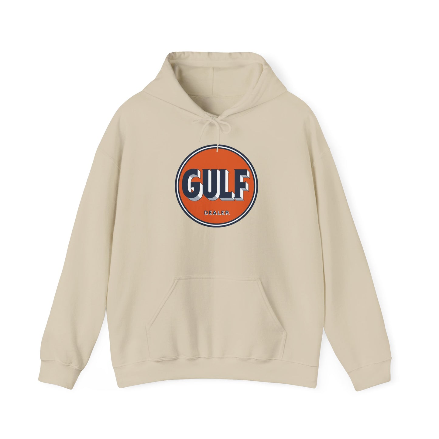 Gulf dealer Logo Hoodie — Vintage Orange Gas Station Crewneck