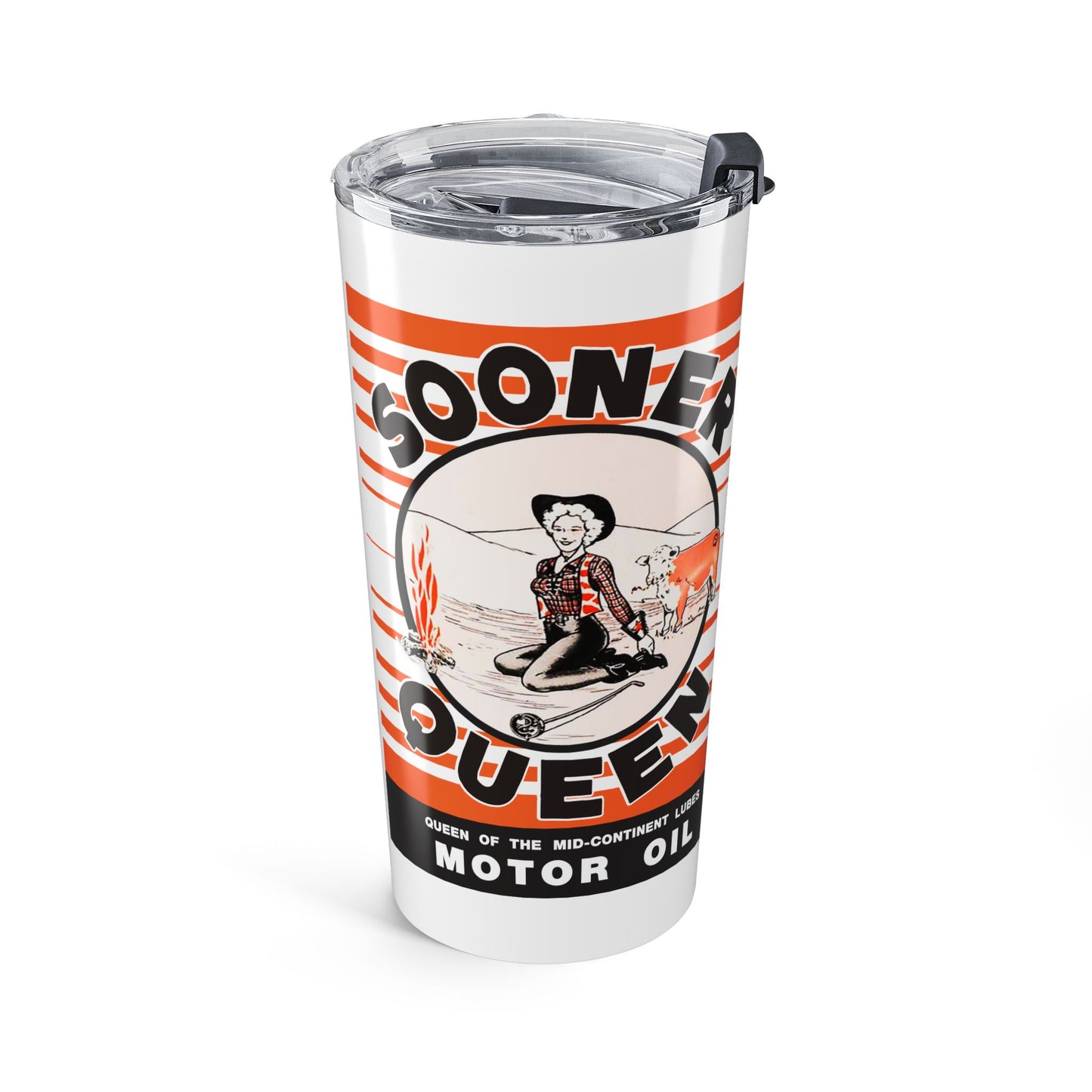 sooner queen 20oz Retro Oil Company Travel Tumbler — Vintage Gas Station Design