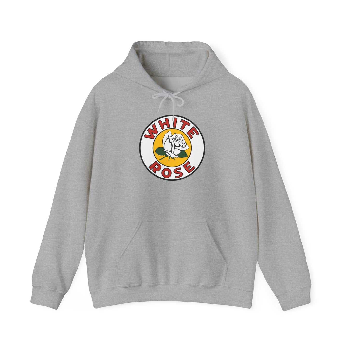White Rose Logo Hoodie — Vintage Floral Graphic Pullover