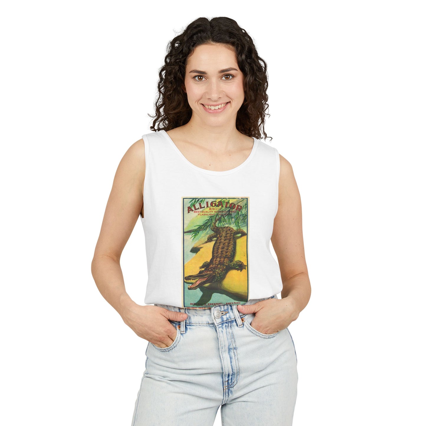 Alligator Firecrackers tank top pepper — vintage Americana summer apparel — The Faded Label Co.