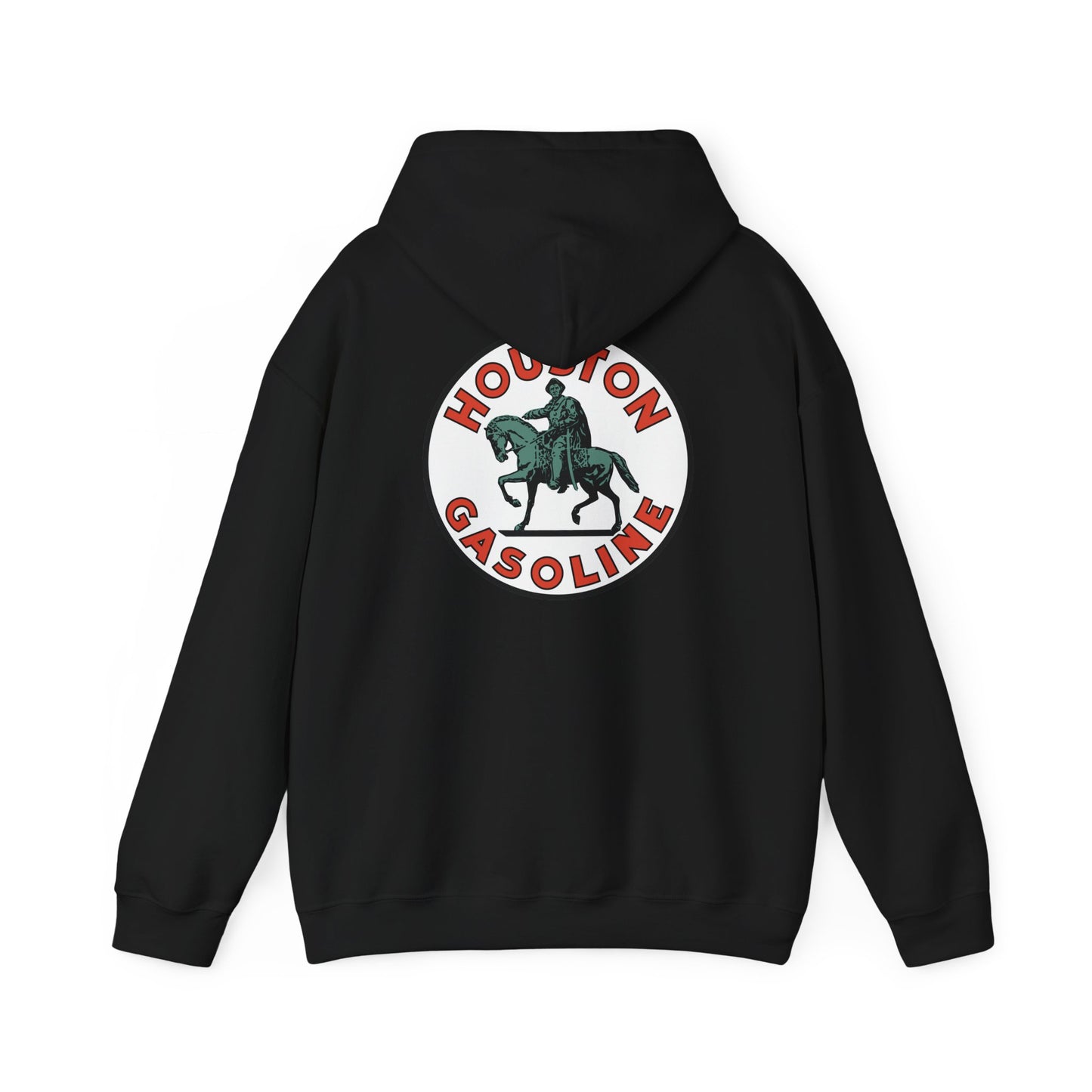 Houston Gasoline Logo Hoodie — Vintage Equestrian Gas Station Crewneck