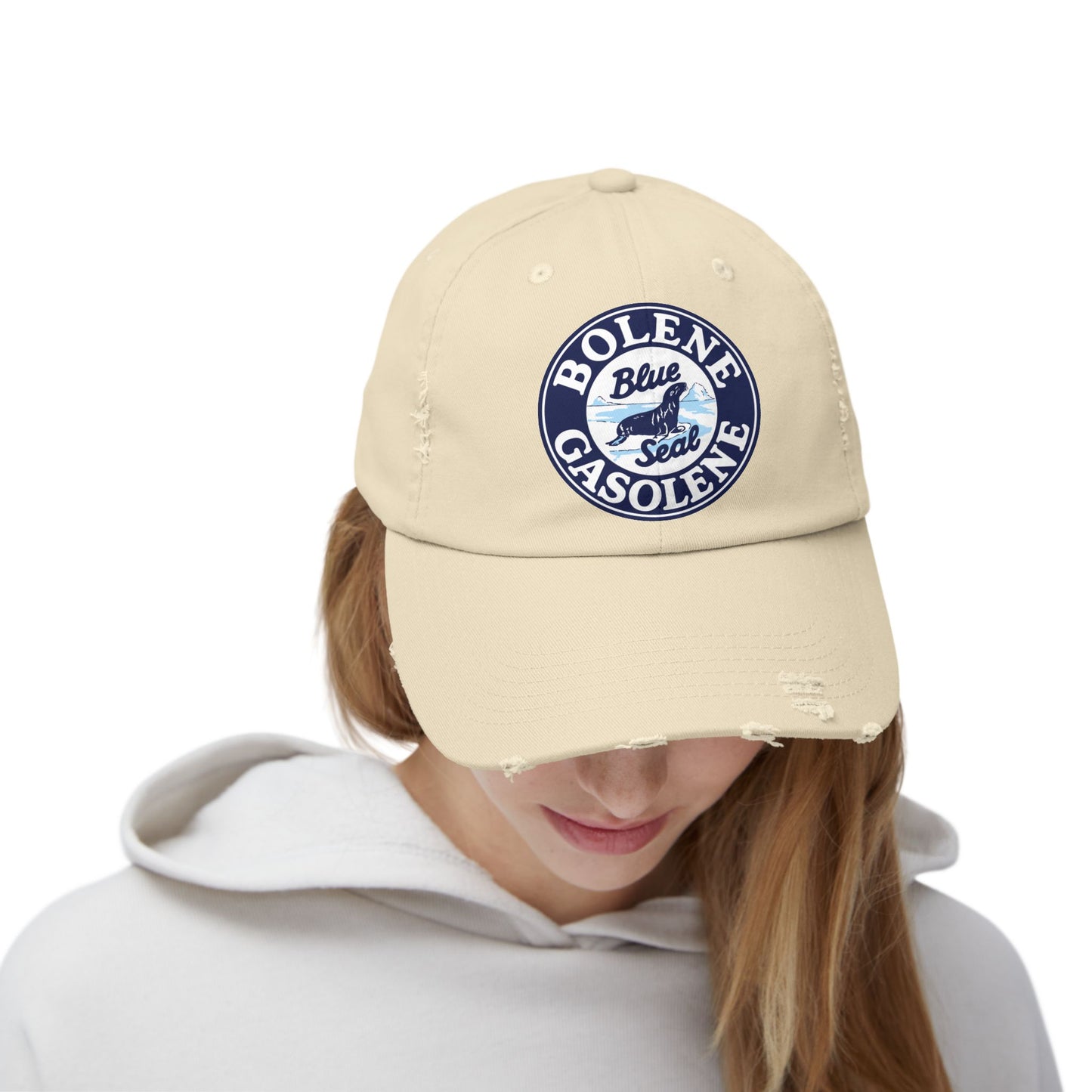 Bolene Blue Seal Gasolene Distressed Cap — Vintage Petroliana Hat | The Faded Label Co.