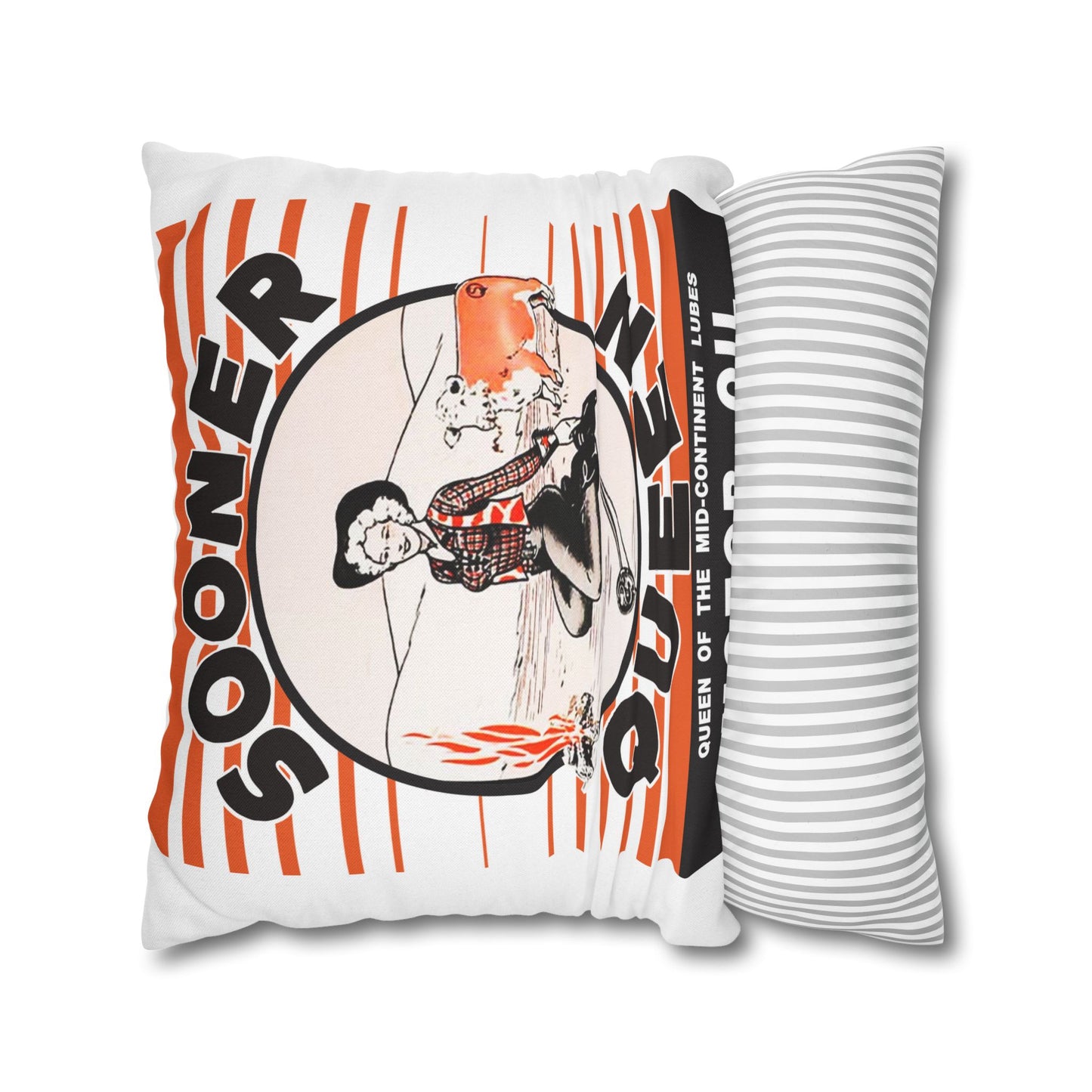 Sooner Queen Square Pillowcase — Retro Cowboy Cowgirl Vintage Western Accent Pillow