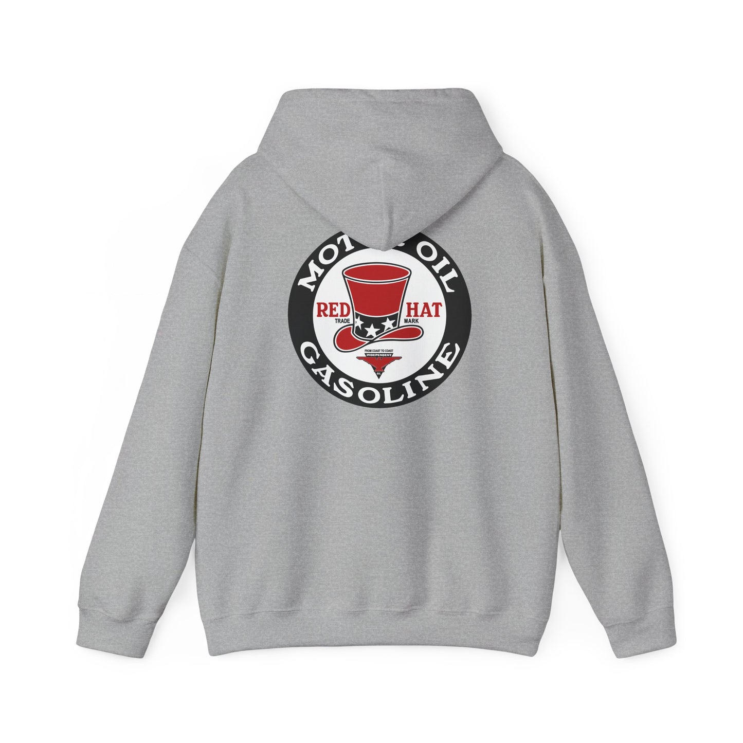 Red Hat Motor Oil Gasoline Hoodie – Retro Vintage Gas & Mechanic Sweatshirt