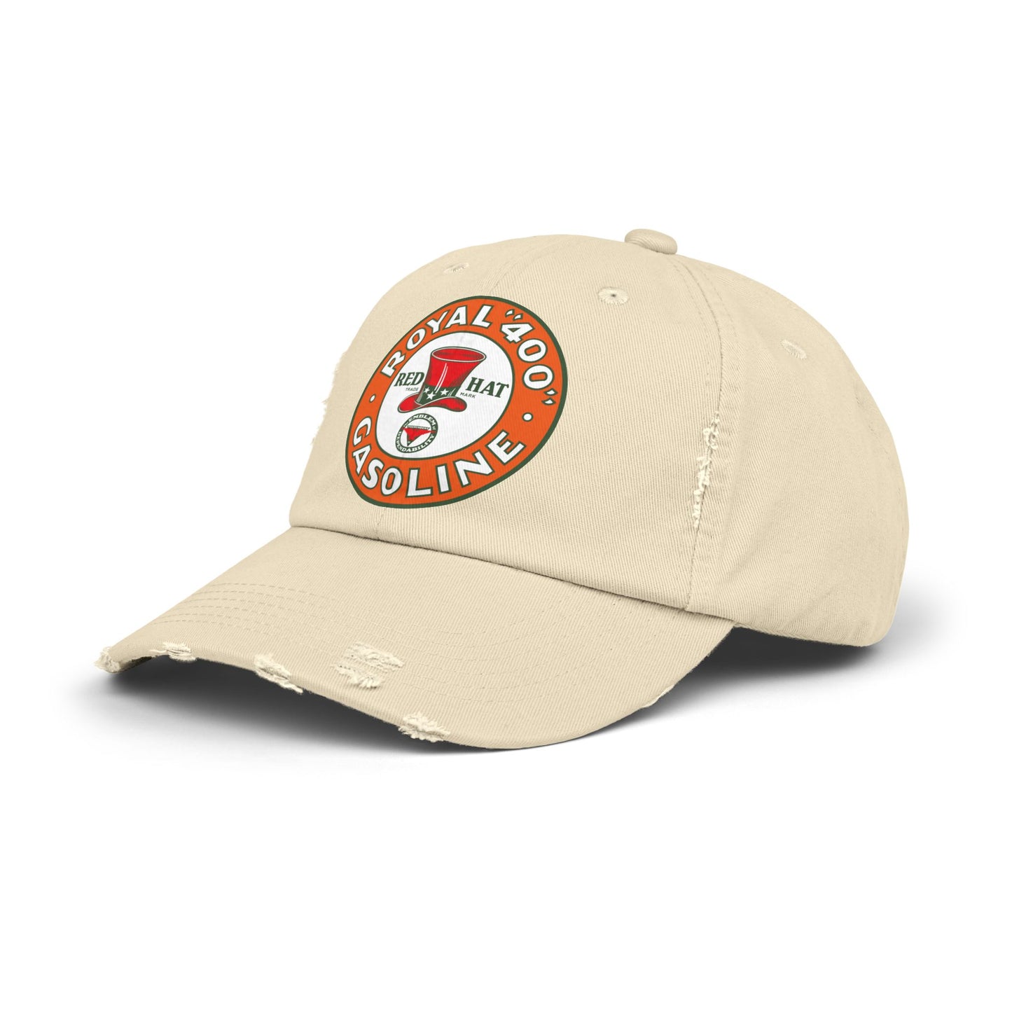 Red Hat Royal 400 Gasoline Distressed Cap — Vintage Rare Petroliana Hat | The Faded Label Co.