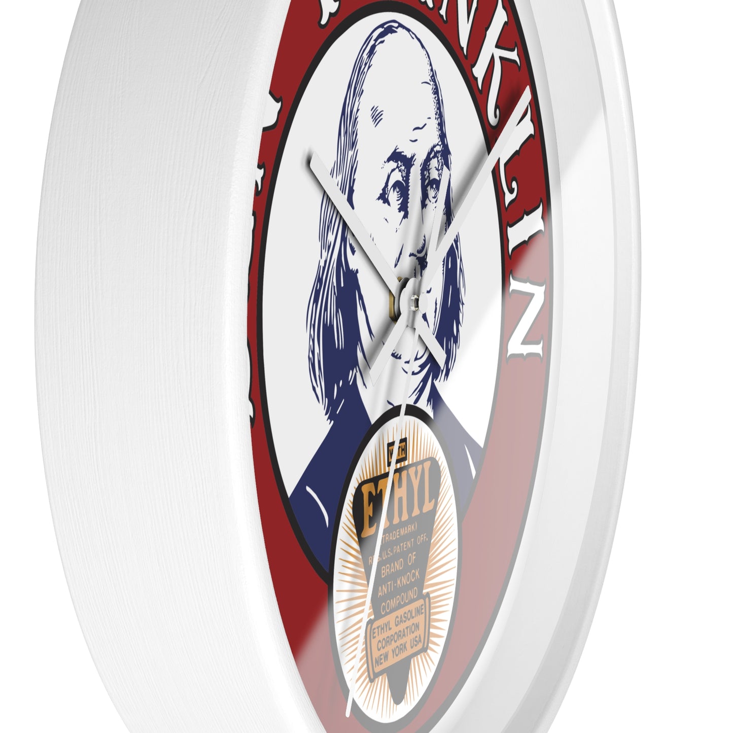 Ben Franklin Wall Clock – Vintage Patriotic Portrait Clock with Ethyl Seal