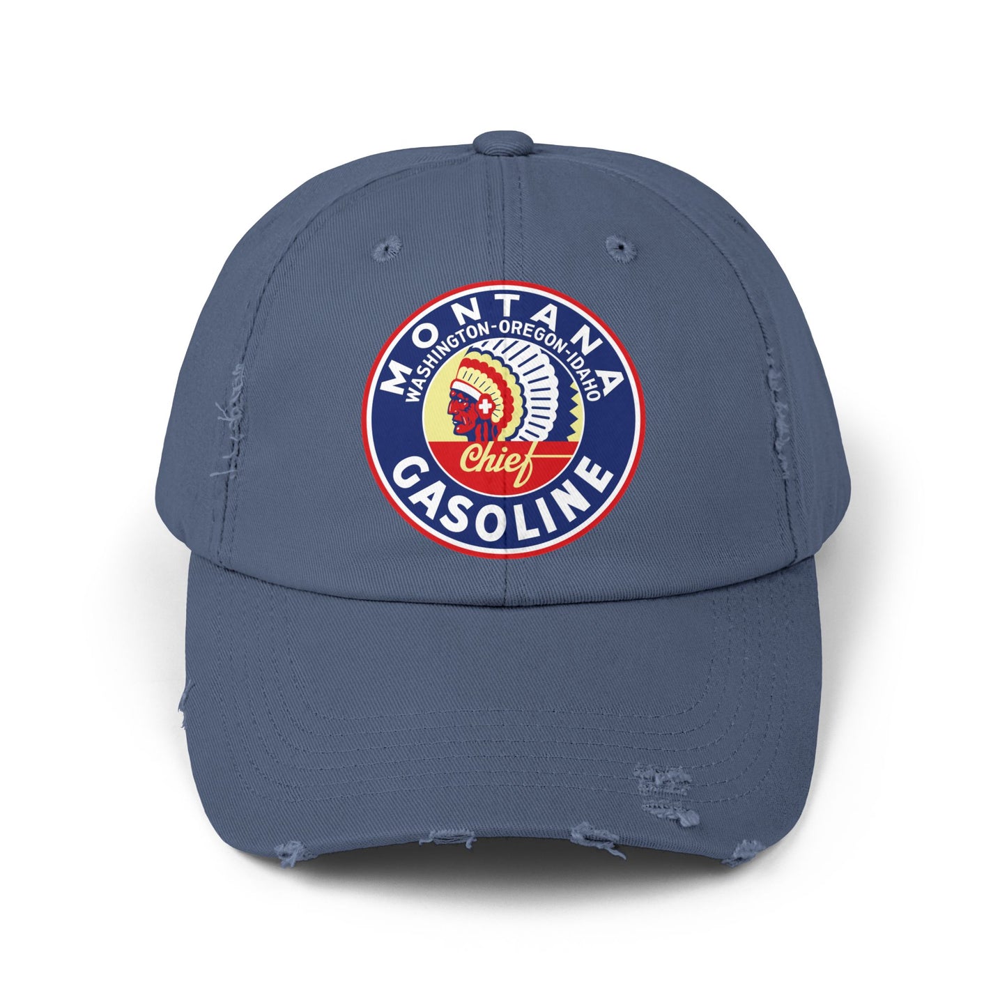 Montana Chief Gasoline Distressed Cap — Vintage Inland Empire Petroliana Hat | The Faded Label Co.