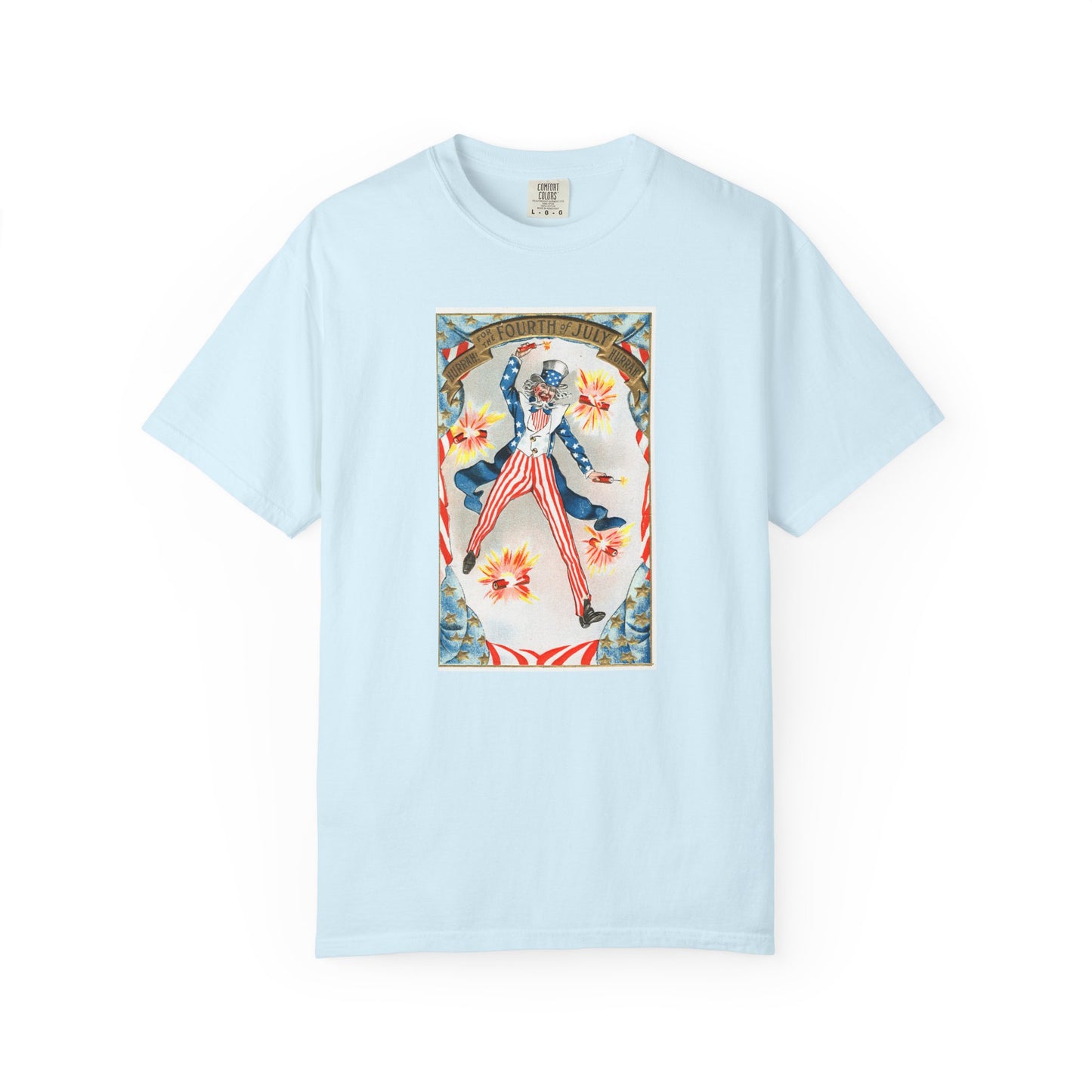 Hurrah Fourth of July Uncle Sam t-shirt pepper — vintage patriotic postcard art — The Faded Label Co.