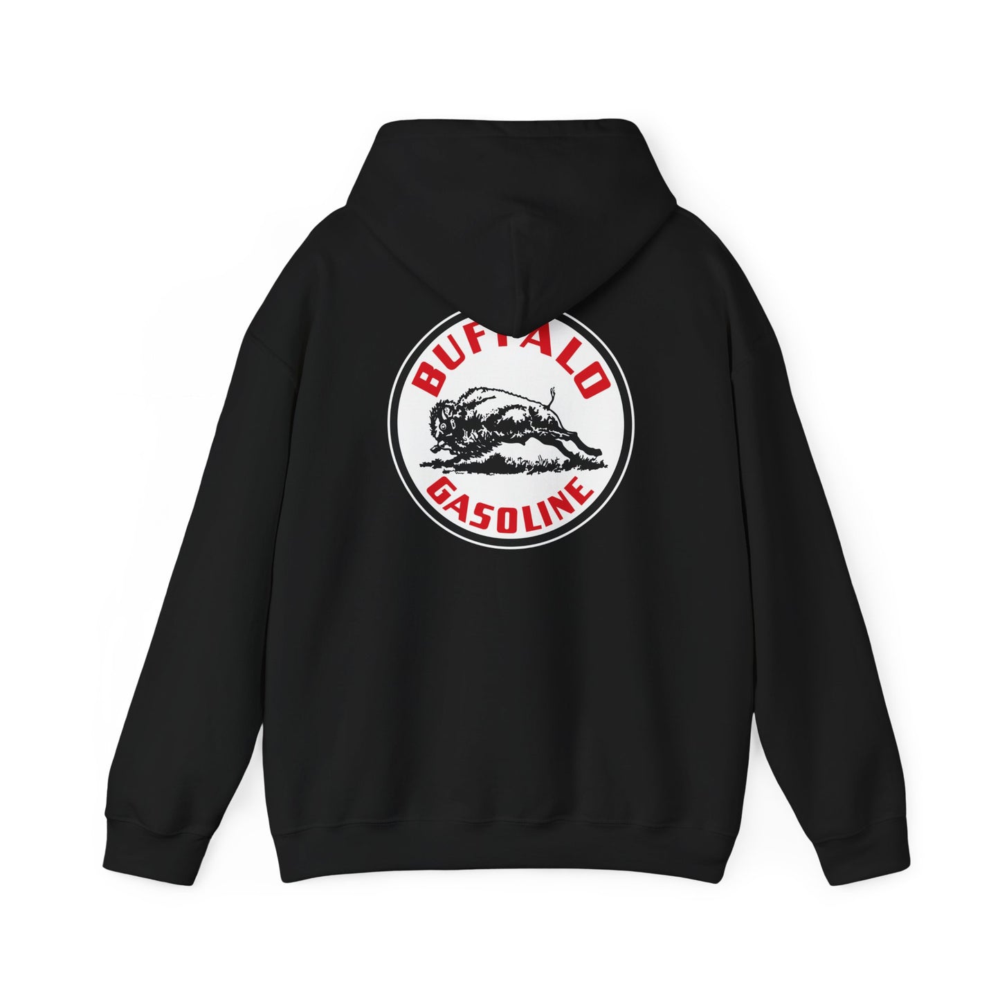 Buffalo Gasoline Retro Logo Hoodie — Vintage Bison Fuel Graphic Sweatshirt