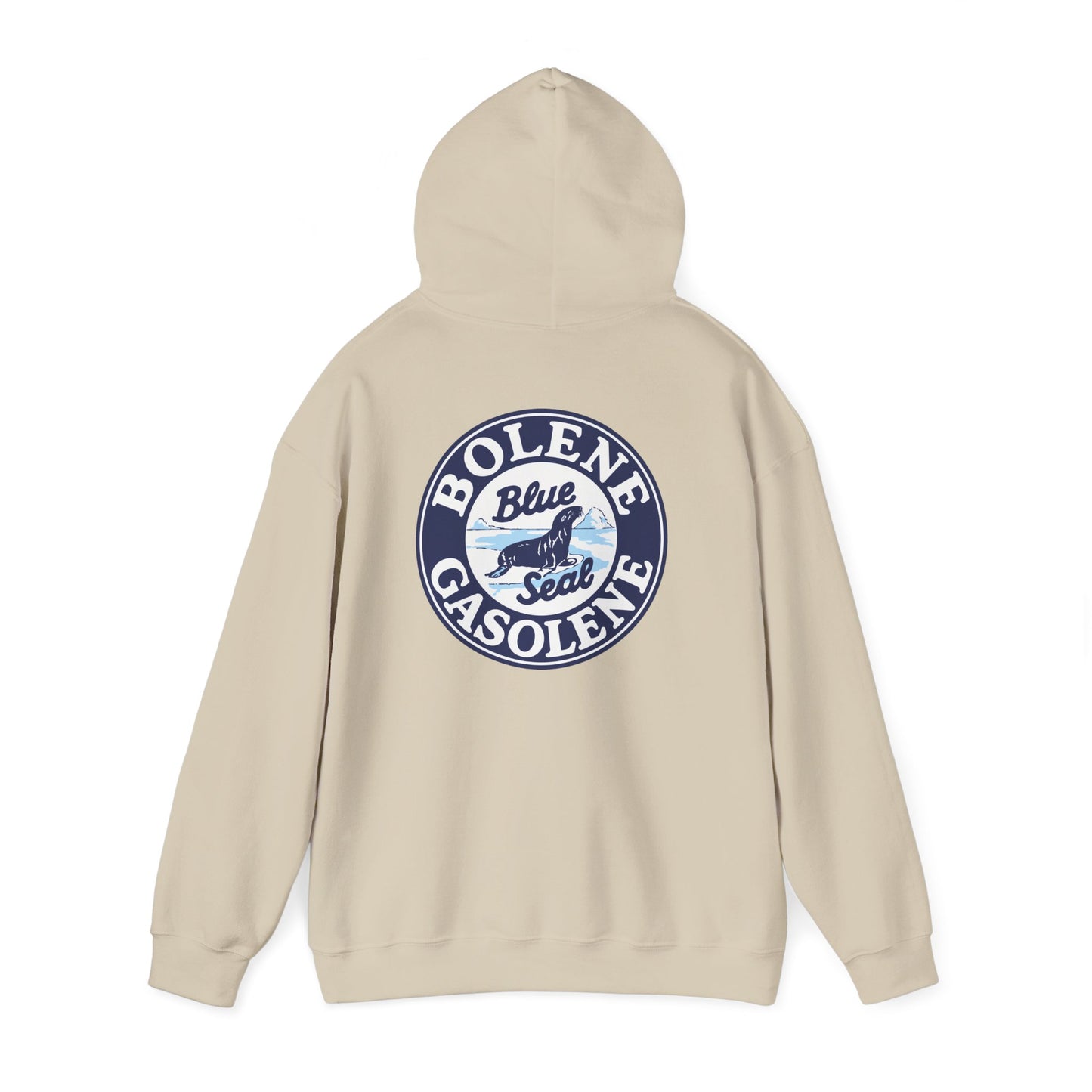 Bolene Blue Seal"Gasoline Hoodie - Vintage " Retro Logo Pullover
