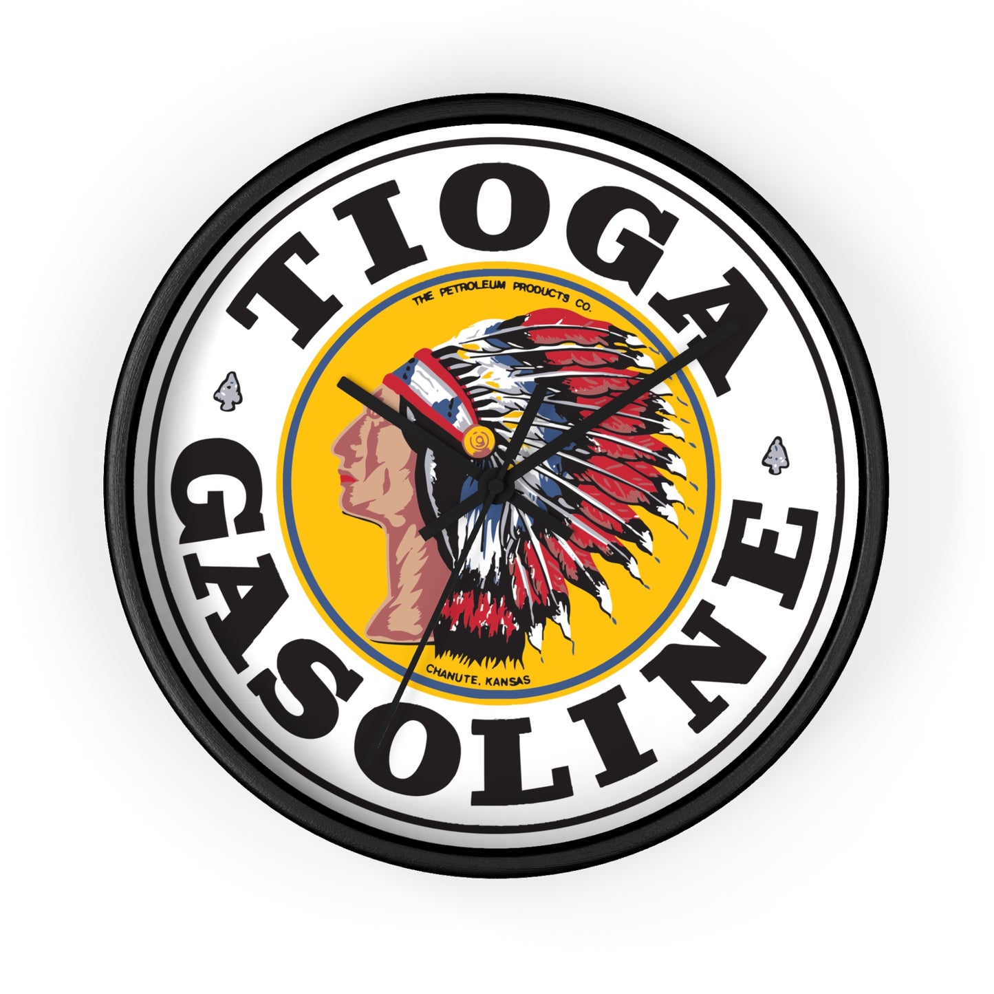 Tioga Gasoline wall clock — vintage petroliana decor — The Faded Label Co.
