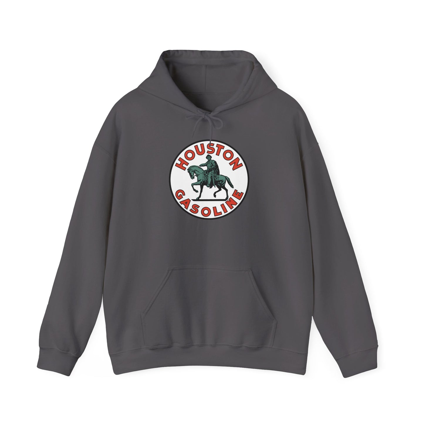 Houston Gasoline Logo Hoodie — Vintage Equestrian Gas Station Crewneck