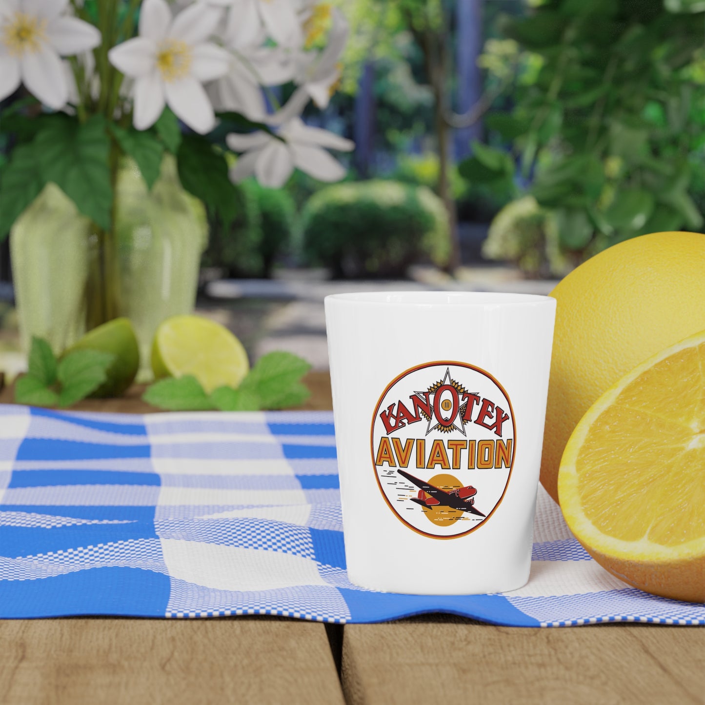 Kanotex Aviation Shot Glass — Vintage Petroliana Gift | The Faded Label Co.