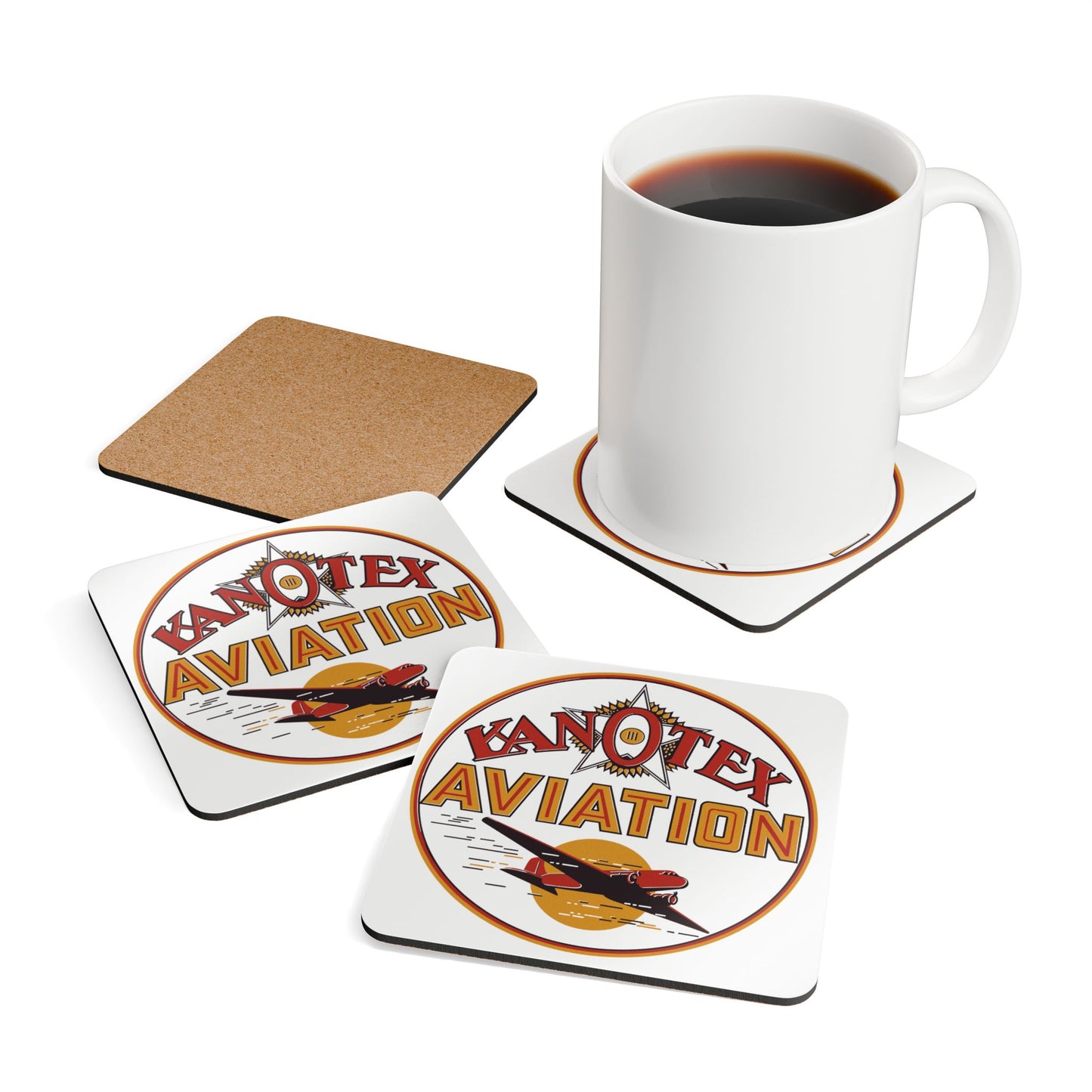 Kanotex Aviation Ceramic Coaster Set — Vintage Petroliana Gift | The Faded Label Co.