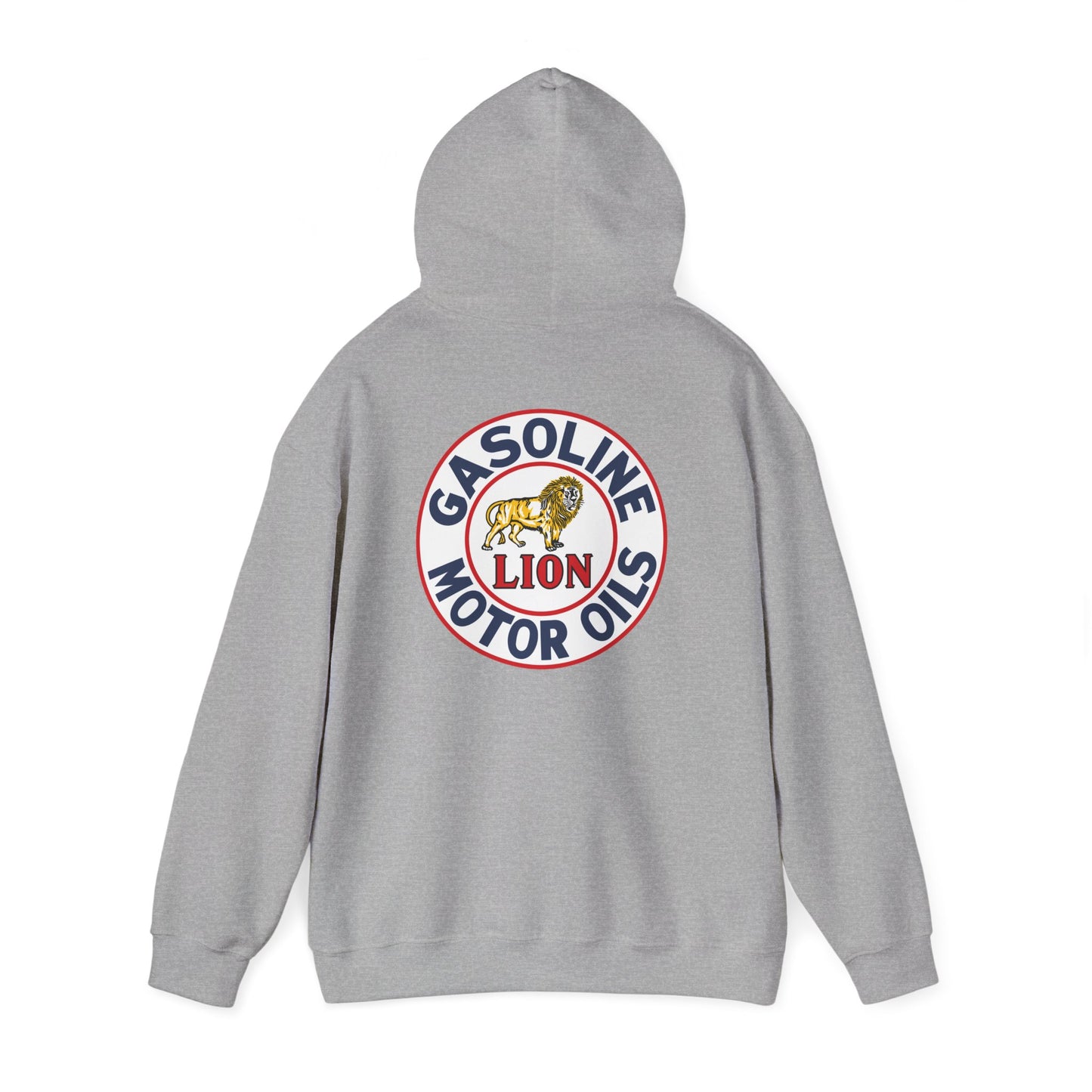 Gasoline Lion Motor Oils Hoodie — Vintage Racing Logo Pullover