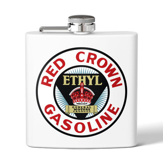Red Crown Ethyl flask navy — vintage petroliana gift — The Faded Label Co.