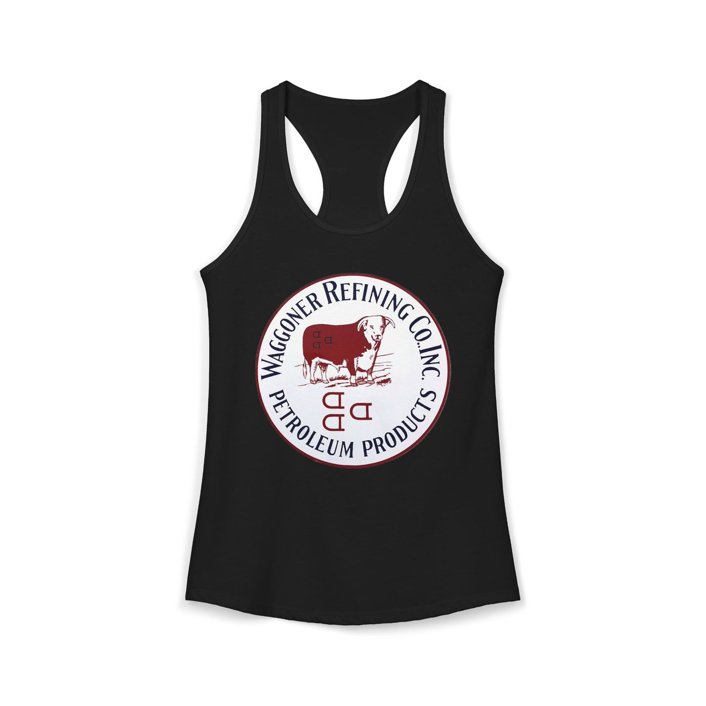 Waggoner Refining Co. racerback tank black — vintage Texas petroliana apparel — The Faded Label Co.
