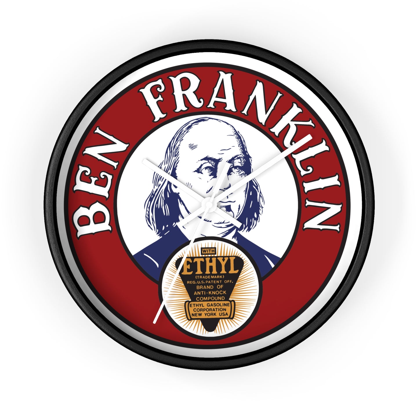 Ben Franklin Wall Clock – Vintage Patriotic Portrait Clock with Ethyl Seal