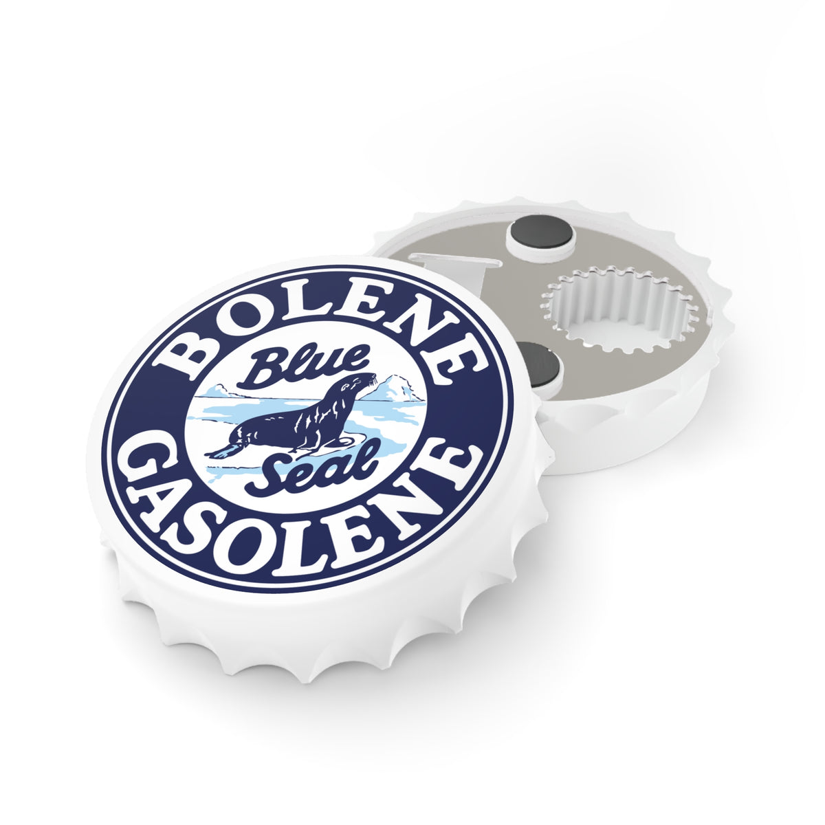 Bolene Blue Seal Gasolene Bottle Opener — Vintage Petroliana Gift | The Faded Label Co.