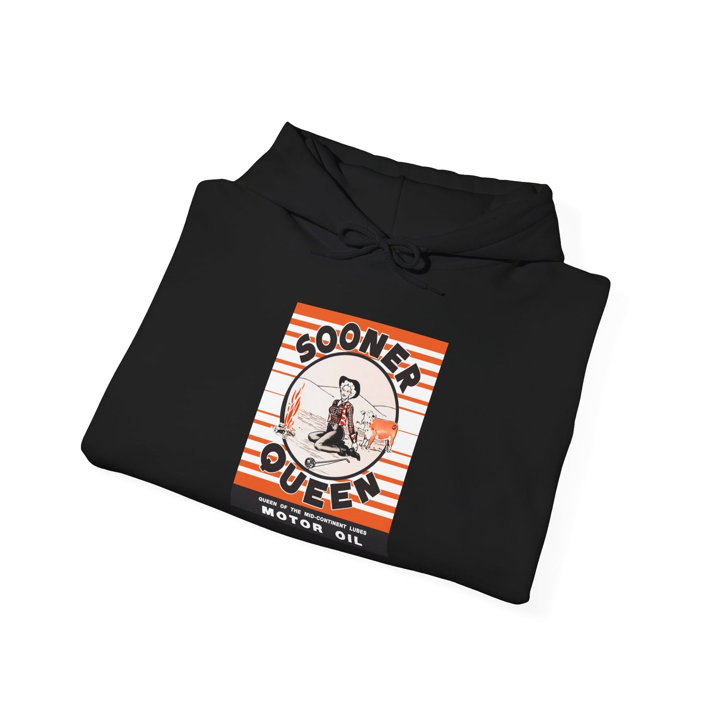 Sooner Queen Motor Oil Hoodie — Retro Racing Graphic Sweatshirt
