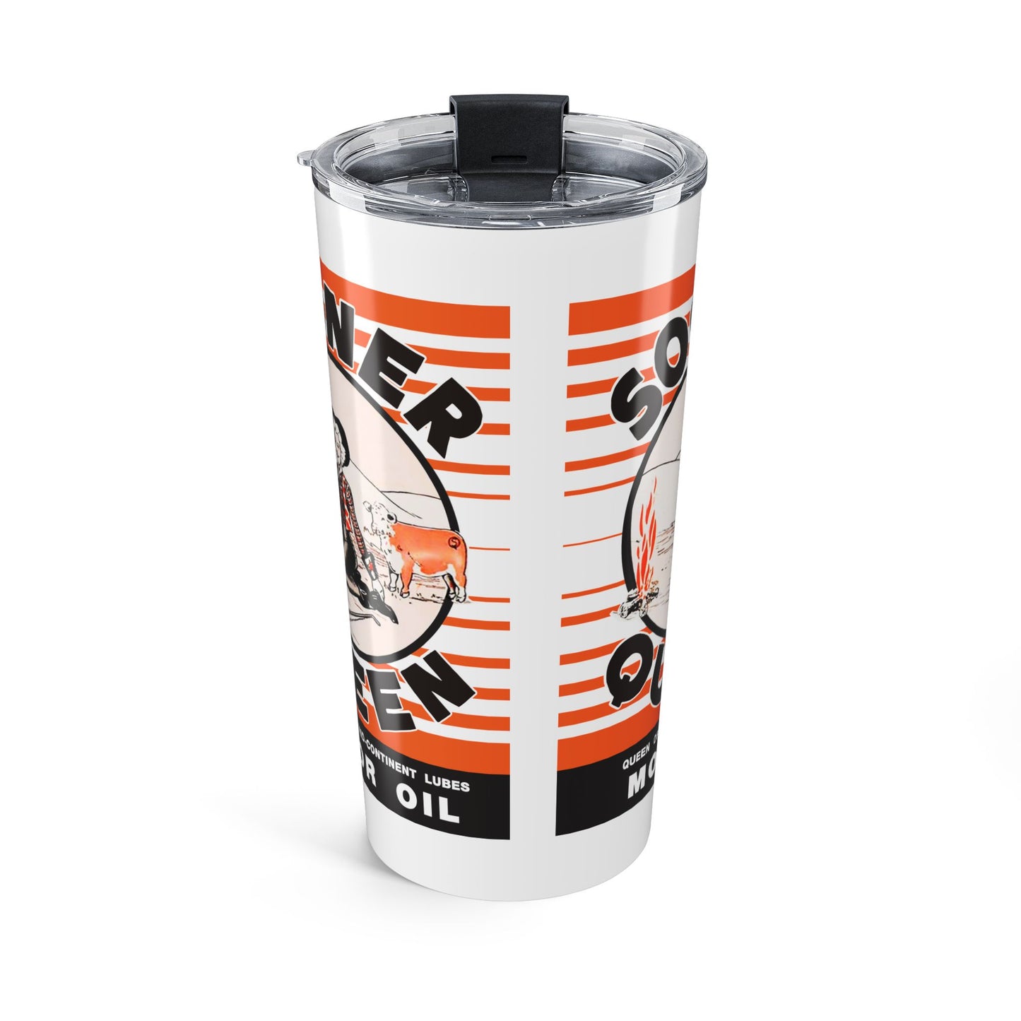 sooner queen 20oz Retro Oil Company Travel Tumbler — Vintage Gas Station Design