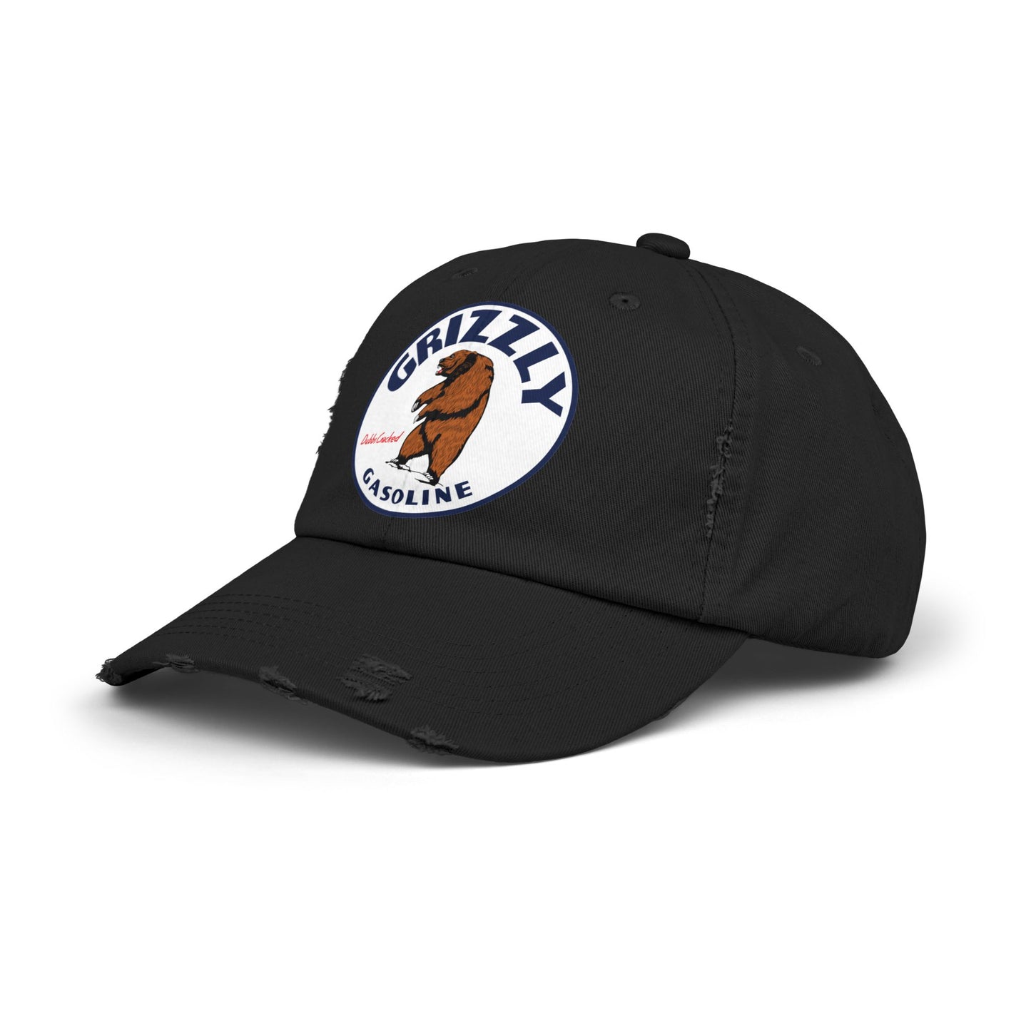 Grizzly Gasoline Distressed Cap — Vintage Montana Petroliana Hat | The Faded Label Co.