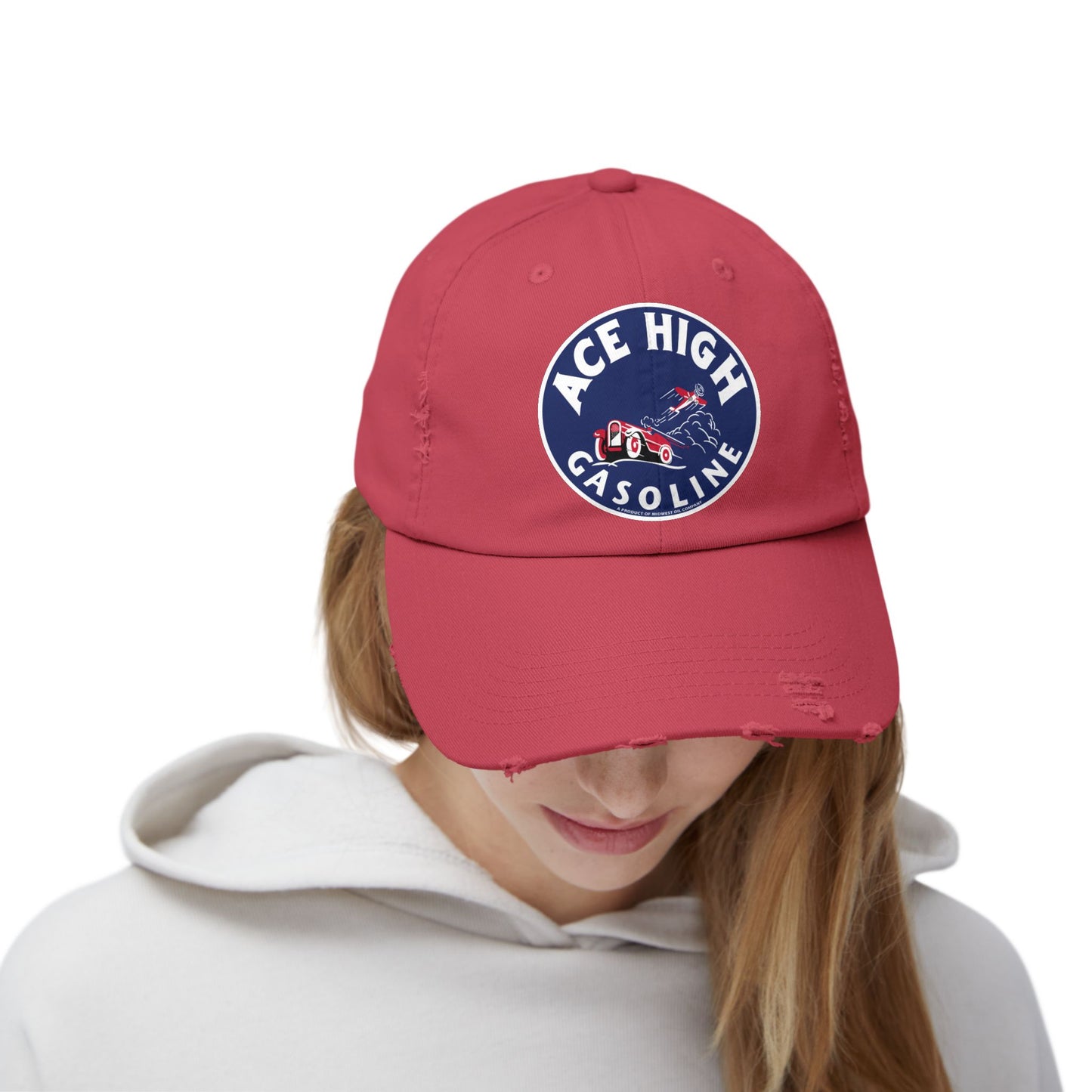 Ace High Gasoline Distressed Cap — Vintage Petroliana Hat | The Faded Label Co.