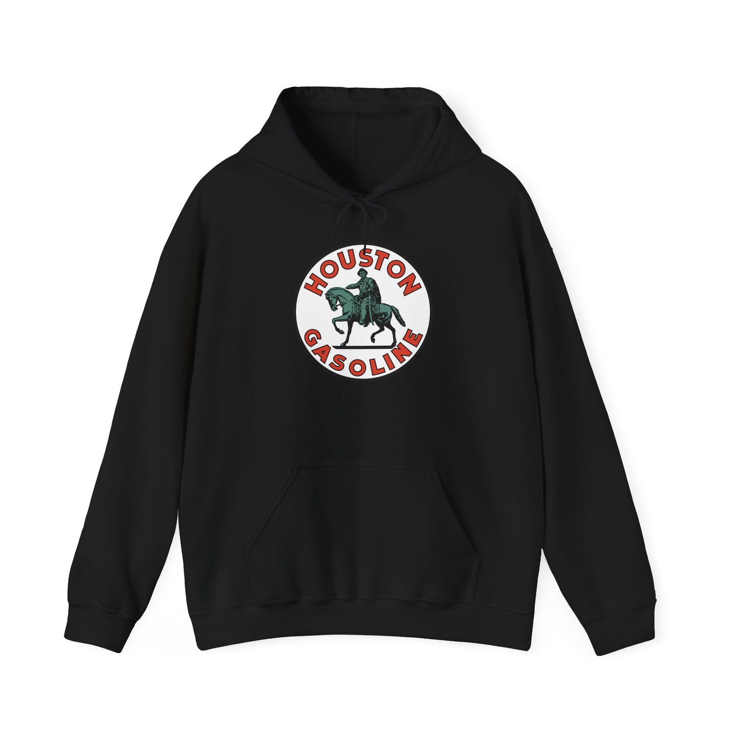 Houston Gasoline Logo Hoodie — Vintage Equestrian Gas Station Crewneck