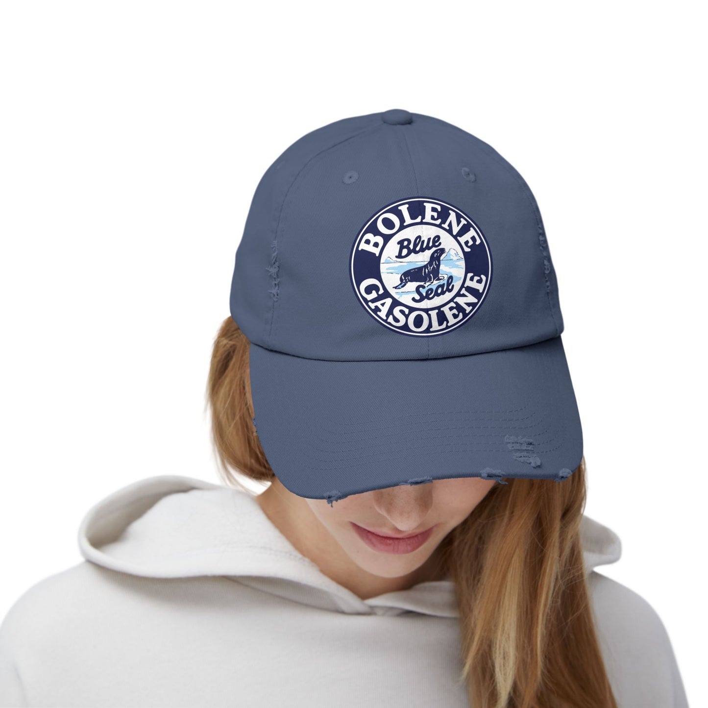 Bolene Blue Seal Gasolene Distressed Cap — Vintage Petroliana Hat | The Faded Label Co.