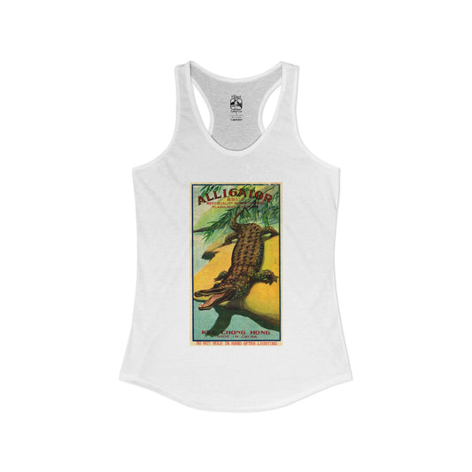 Alligator Firecrackers women's racerback tank top — vintage 4th of July fireworks art — The Faded Label Co.