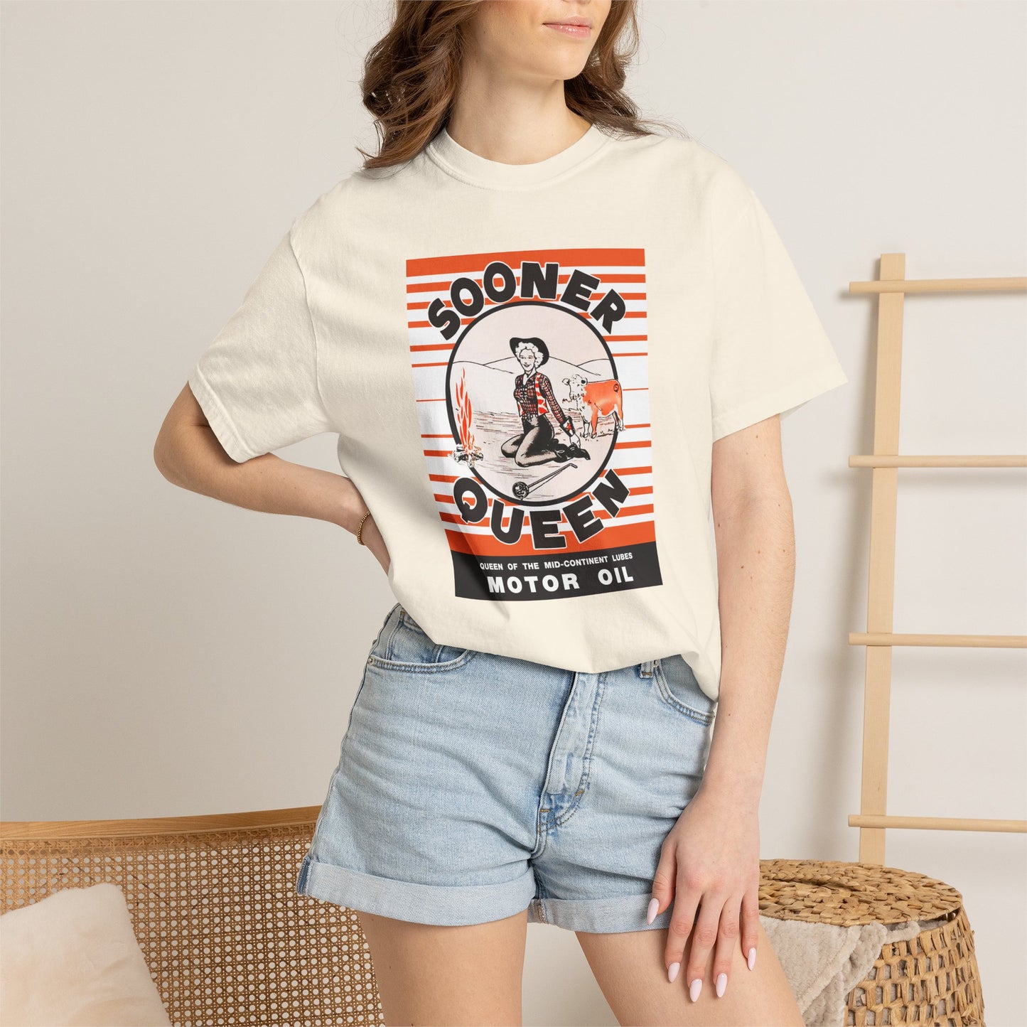 Sooner Queen Motor Oil Graphic T-Shirt comfort colors 1717
