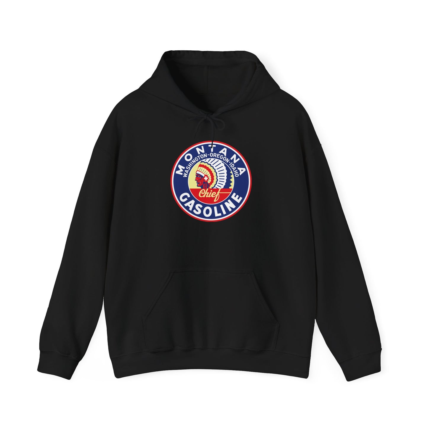 Montana Chief Gasoline Hoodie — Retro Logo Vintage Gas Station Pullover