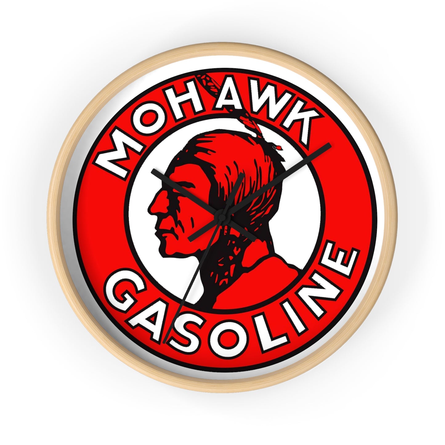 Mohawk Gasoline wall clock face detail — silent quartz movement — The Faded Label Co.