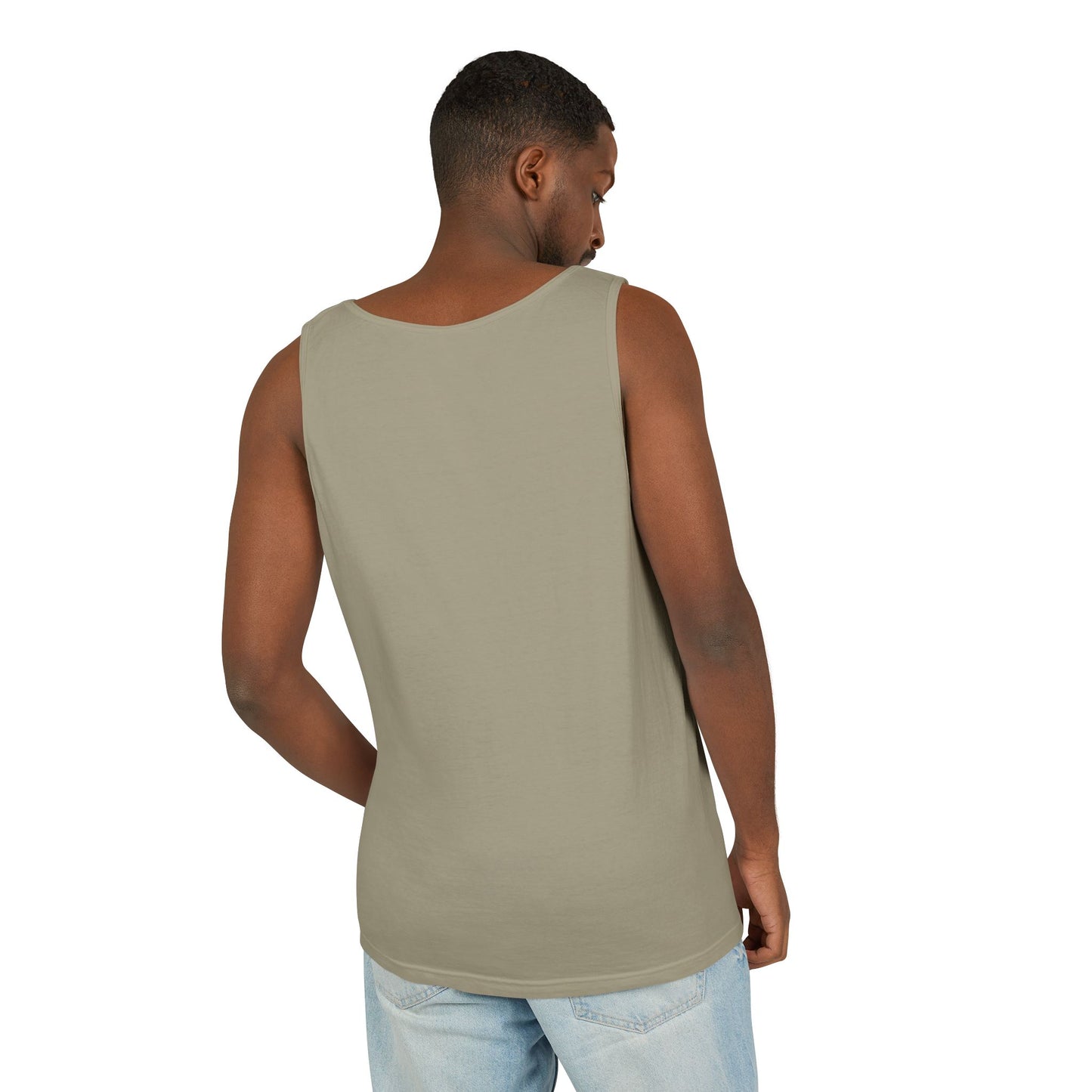 Star Brand Salutes tank top flat lay ivory — Comfort Colors 9360 unisex tank — The Faded Label Co.