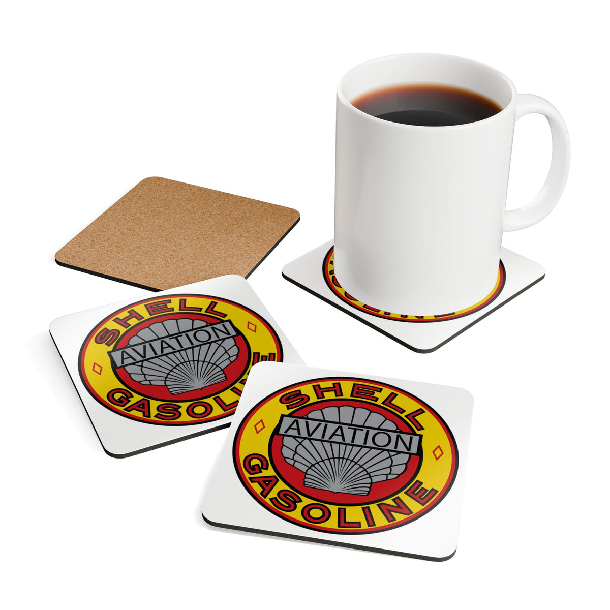 Shell Aviation Coaster Set — Vintage Petroliana Gift | The Faded Label Co.