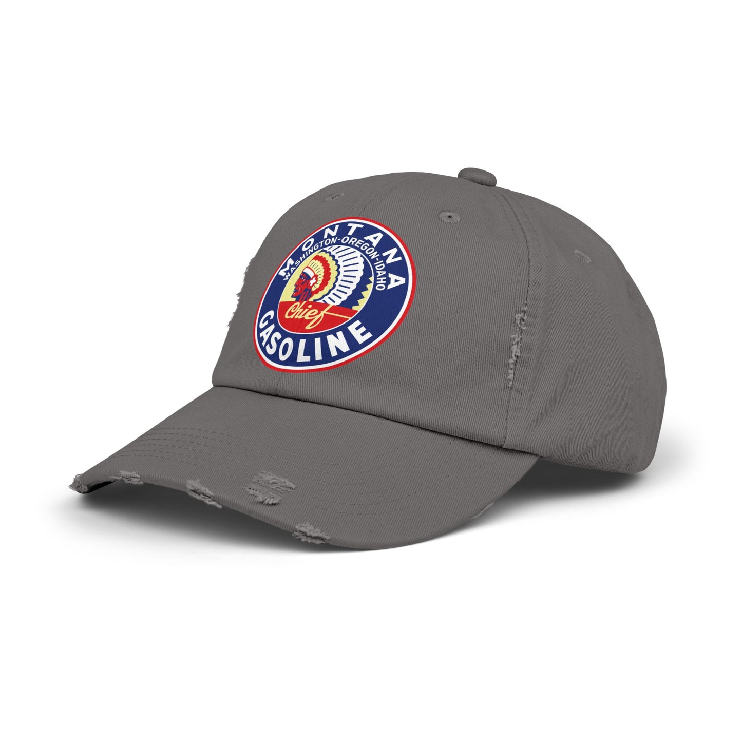 Montana Chief Gasoline Distressed Cap — Vintage Inland Empire Petroliana Hat | The Faded Label Co.