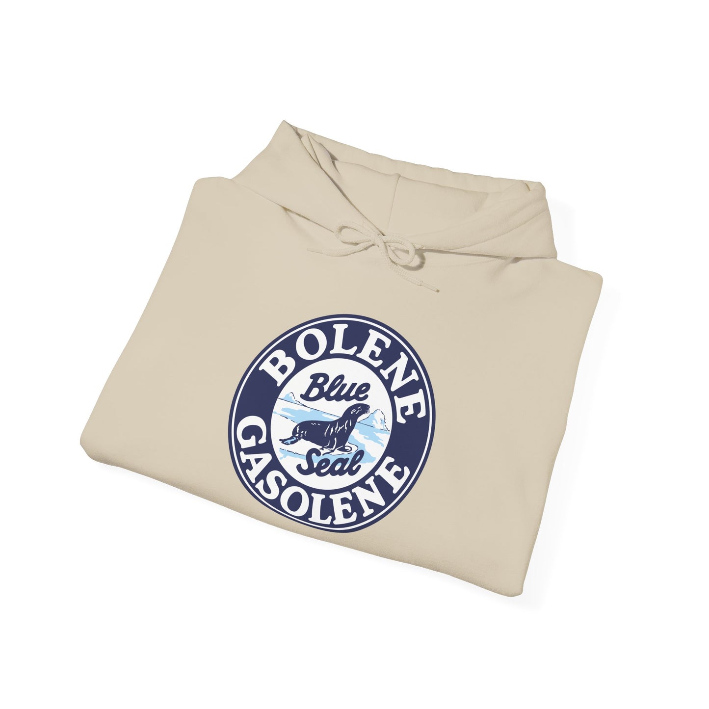 Bolene Blue Seal"Gasoline Hoodie - Vintage " Retro Logo Pullover