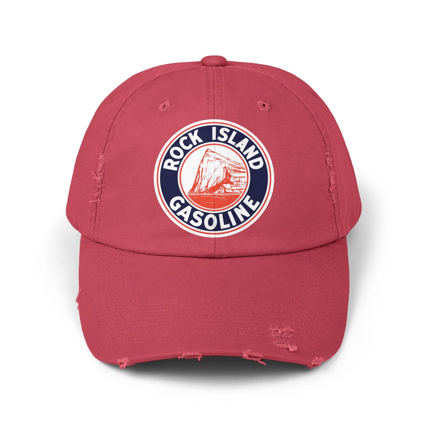 Rock Island Gasoline Distressed Cap — Vintage Petroliana Hat | The Faded Label Co.