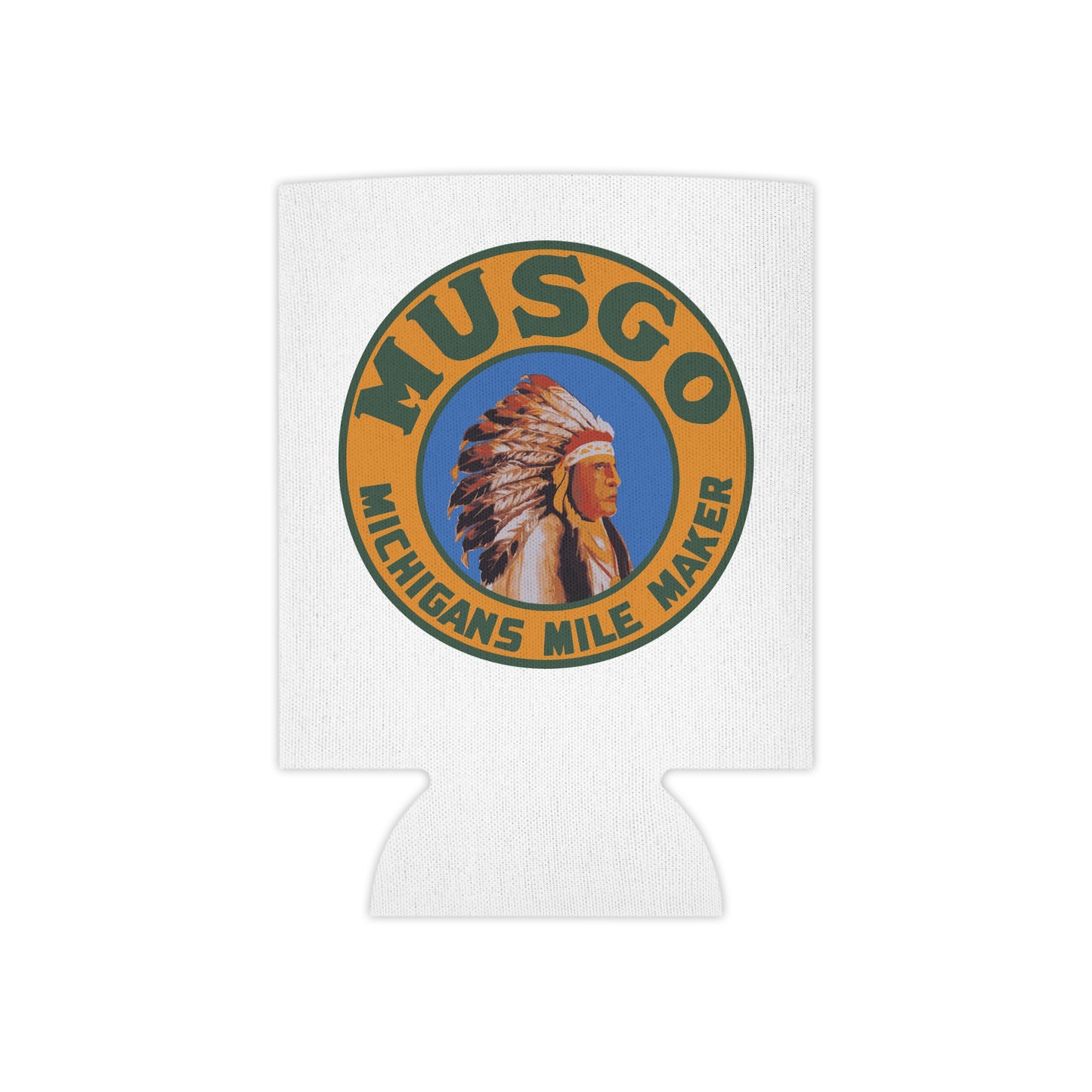 Musgo can cooler — vintage Michigan petroliana gift — The Faded Label Co.