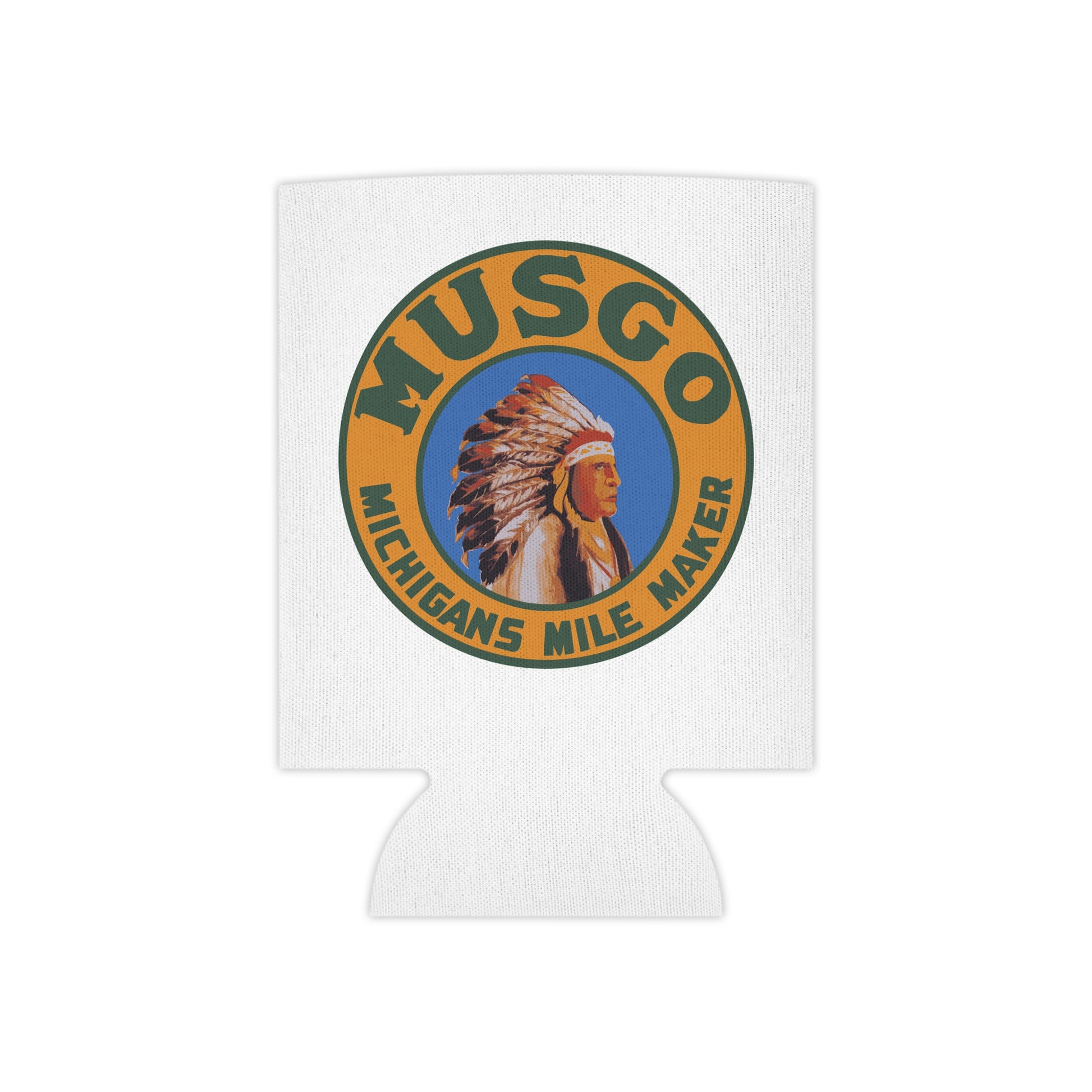 Musgo can cooler — vintage Michigan petroliana gift — The Faded Label Co.