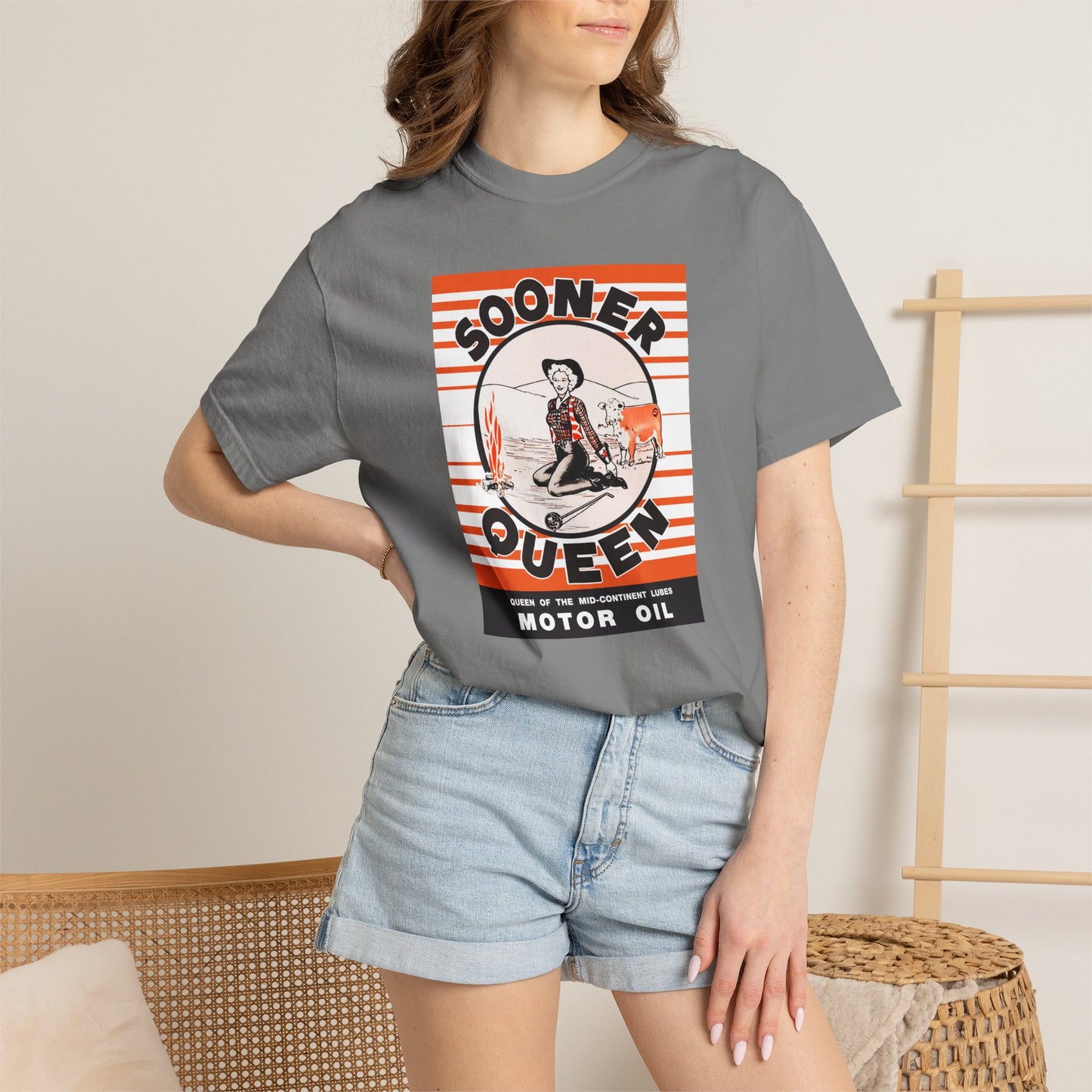 Sooner Queen Motor Oil Graphic T-Shirt comfort colors 1717