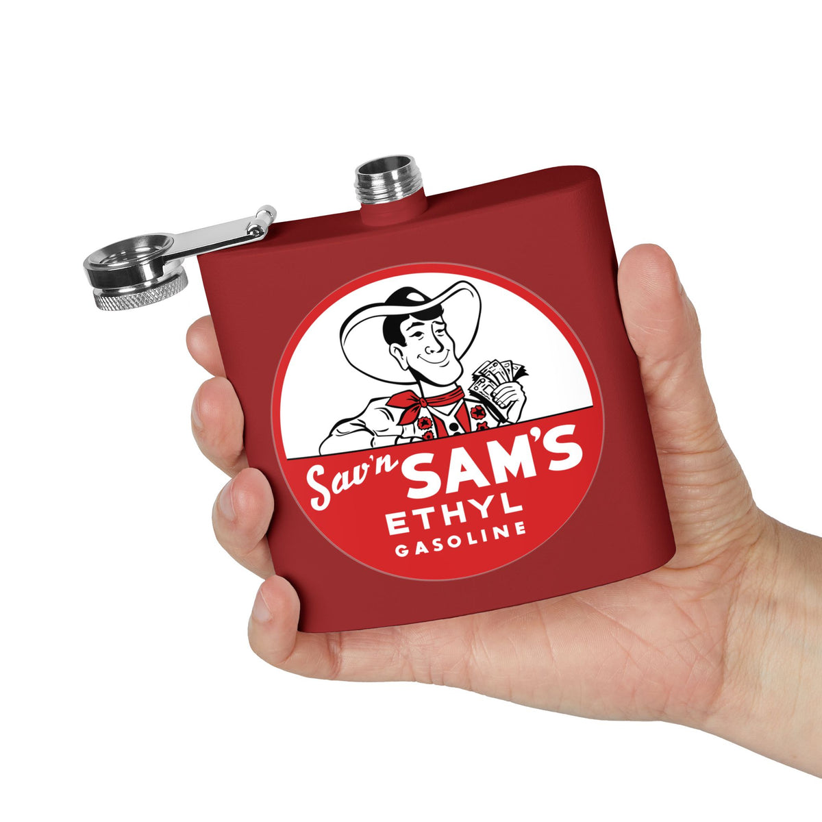 Sam's Ethyl Gasoline Flask — Vintage Independent Petroliana Gift | The Faded Label Co.