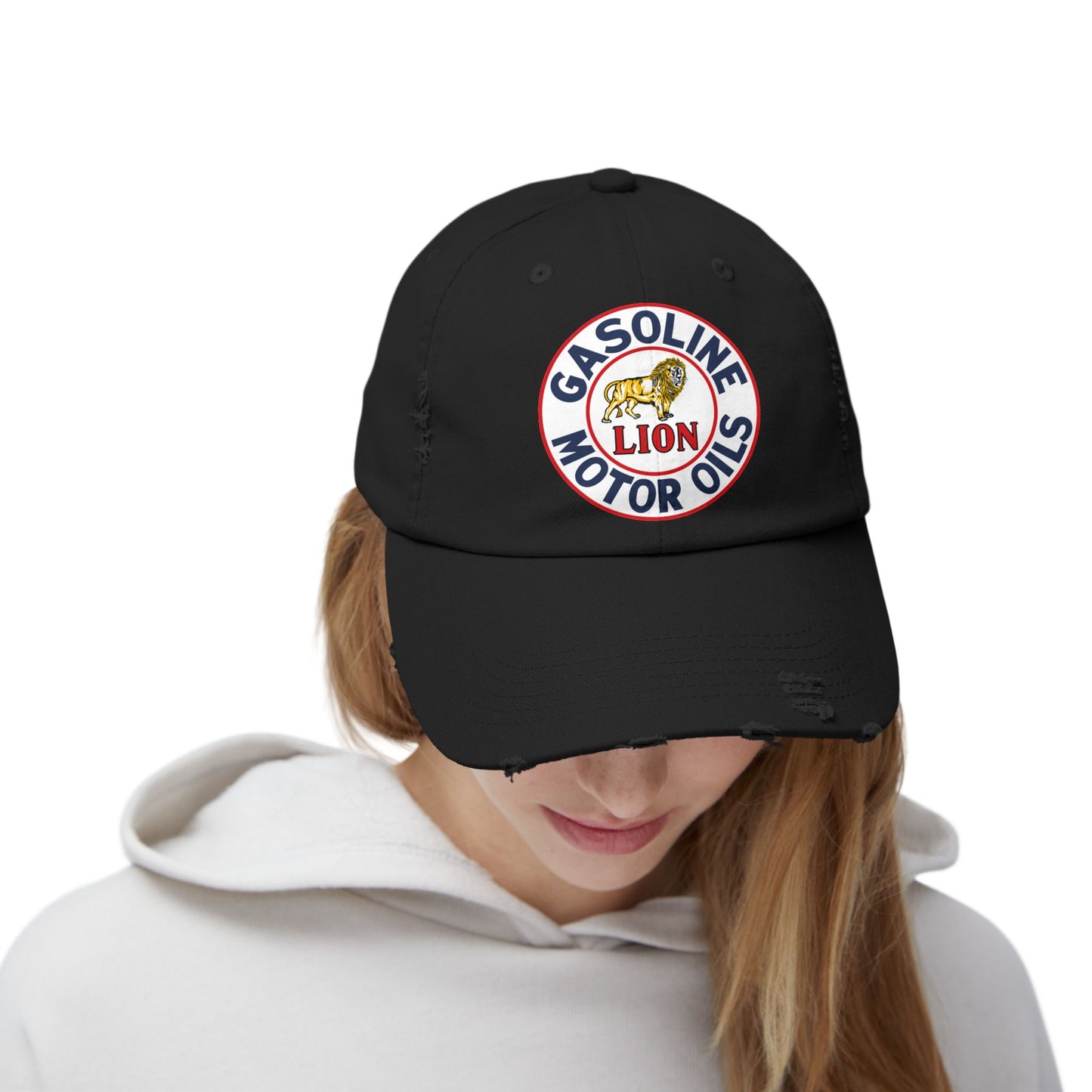 Lion Gasoline Distressed Cap — Vintage Arkansas Petroliana Hat | The Faded Label Co.