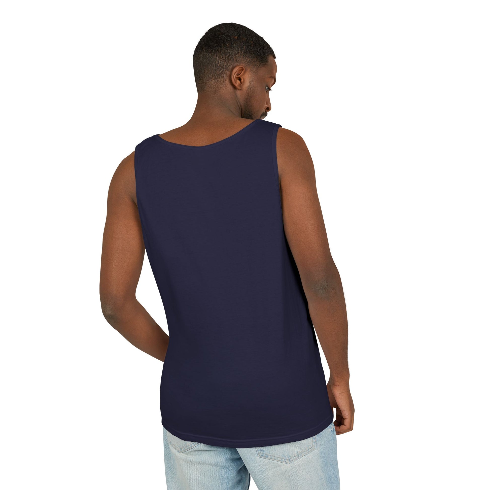 Fourth of July Greetings Uncle Sam tank top crimson flat lay — Comfort Colors 9360 unisex tank — The Faded Label Co.