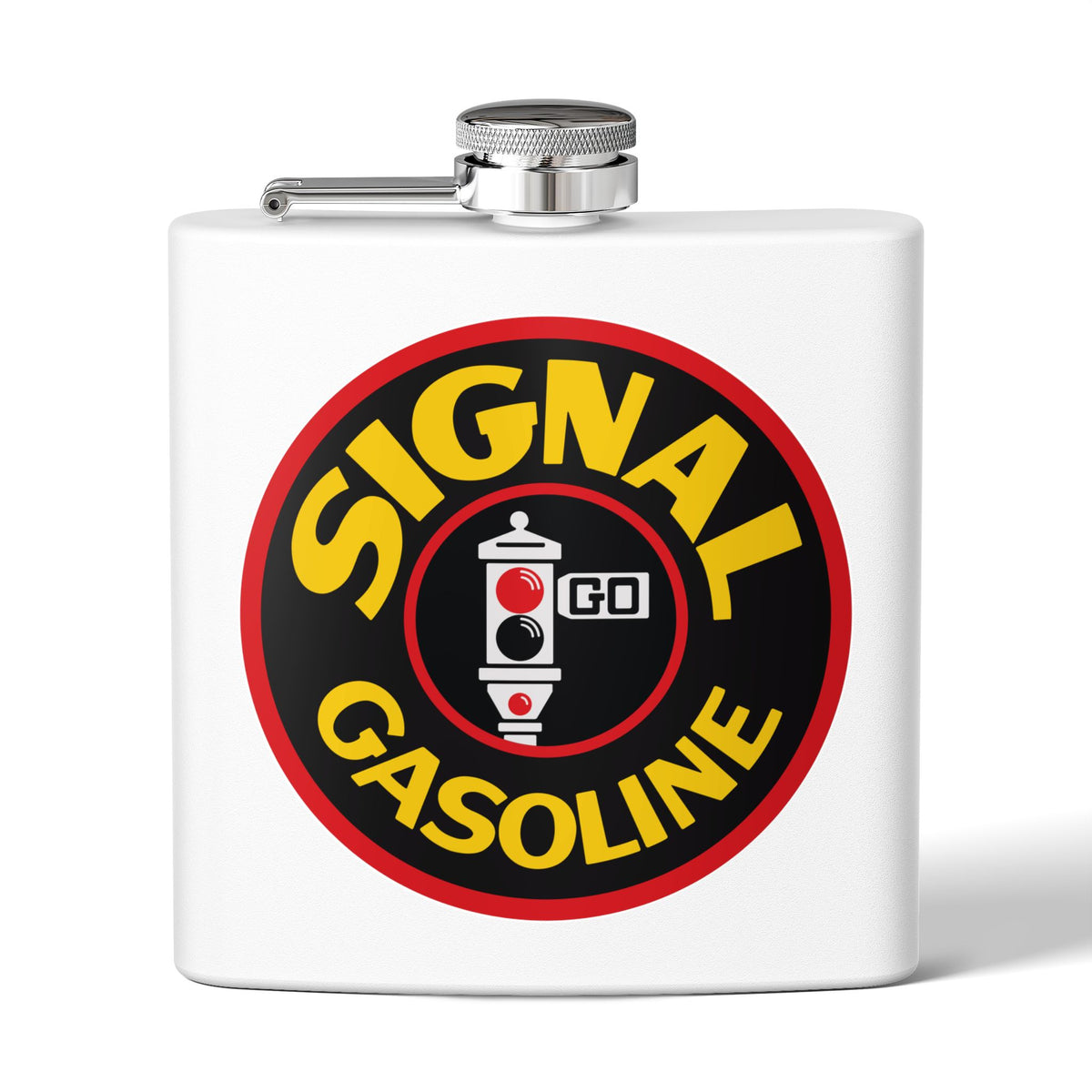 Signal Gasoline flask white — vintage petroliana gift — The Faded Label Co.