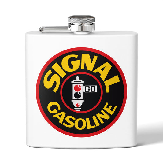 Signal Gasoline flask white — vintage petroliana gift — The Faded Label Co.