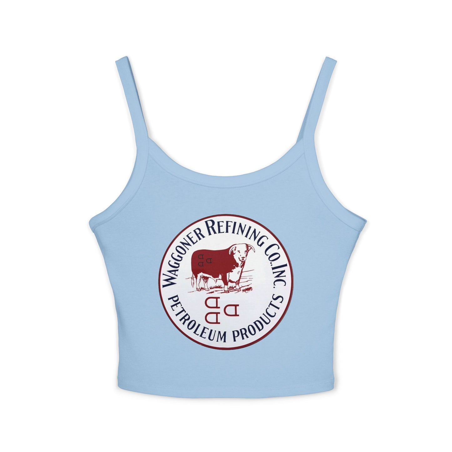 Waggoner Refining Co. crop tank detail — vintage Texas petroliana apparel — The Faded Label Co.