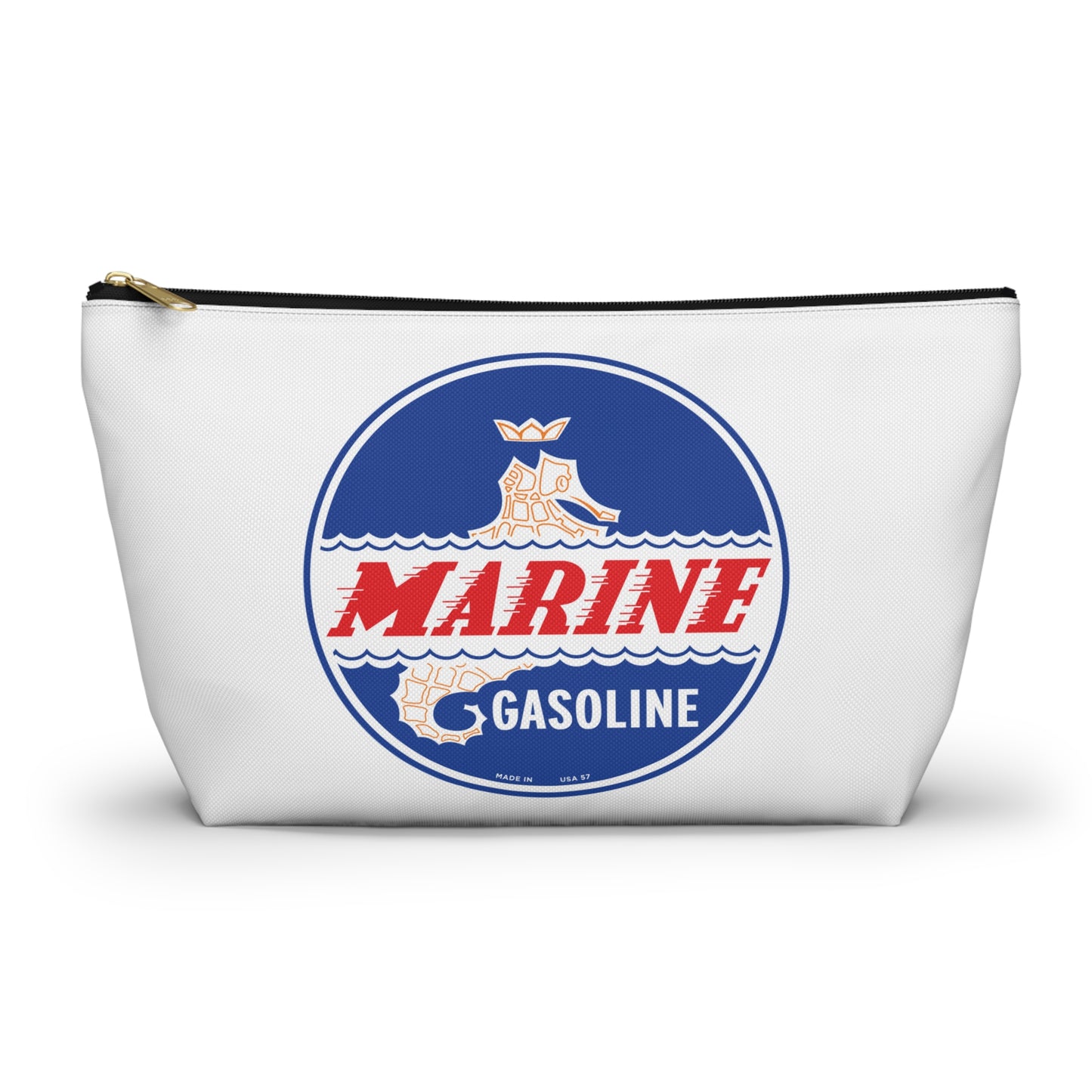 Marine Gasoline Accessory Pouch — Vintage Dockside Petroliana Gift | The Faded Label Co.
