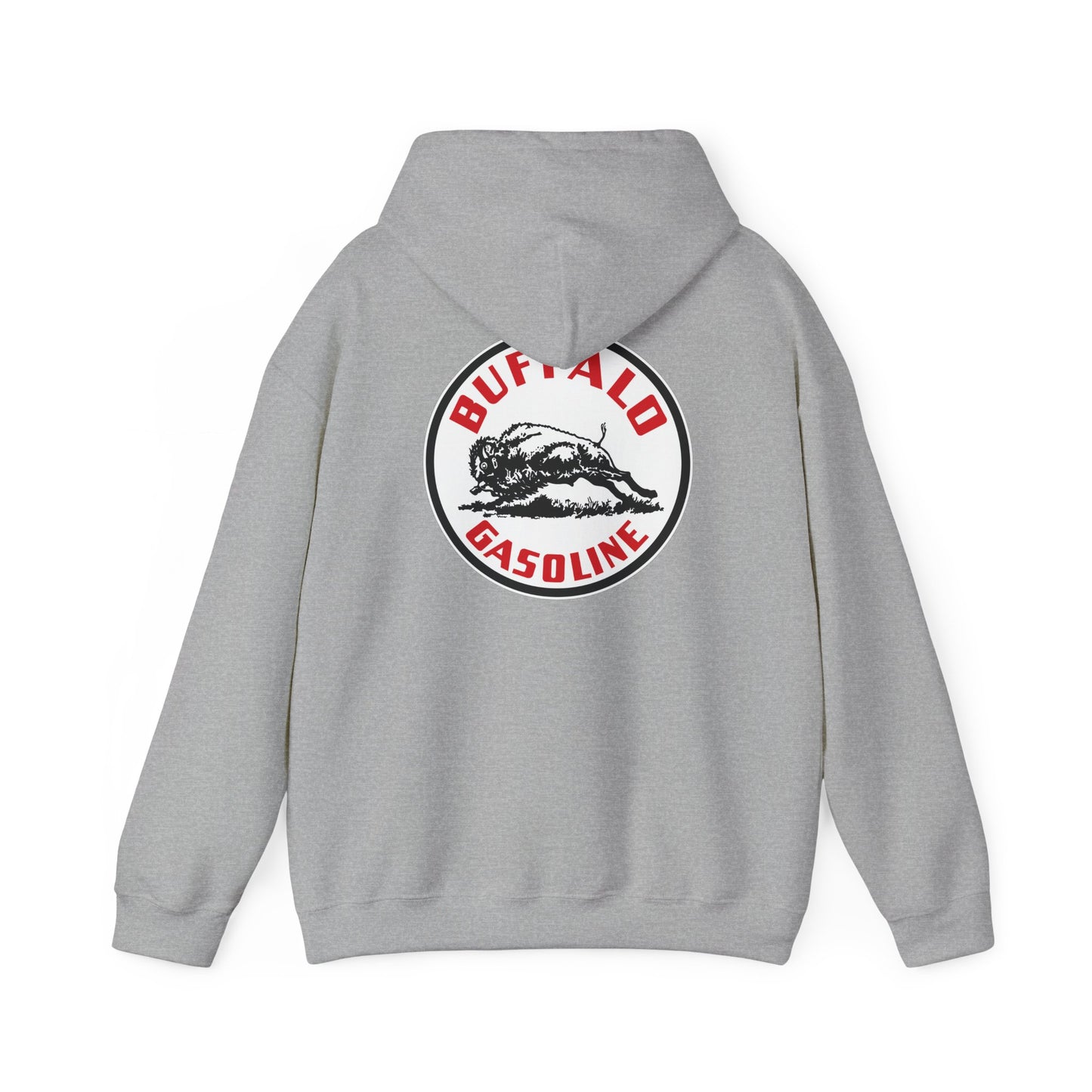 Buffalo Gasoline Retro Logo Hoodie — Vintage Bison Fuel Graphic Sweatshirt