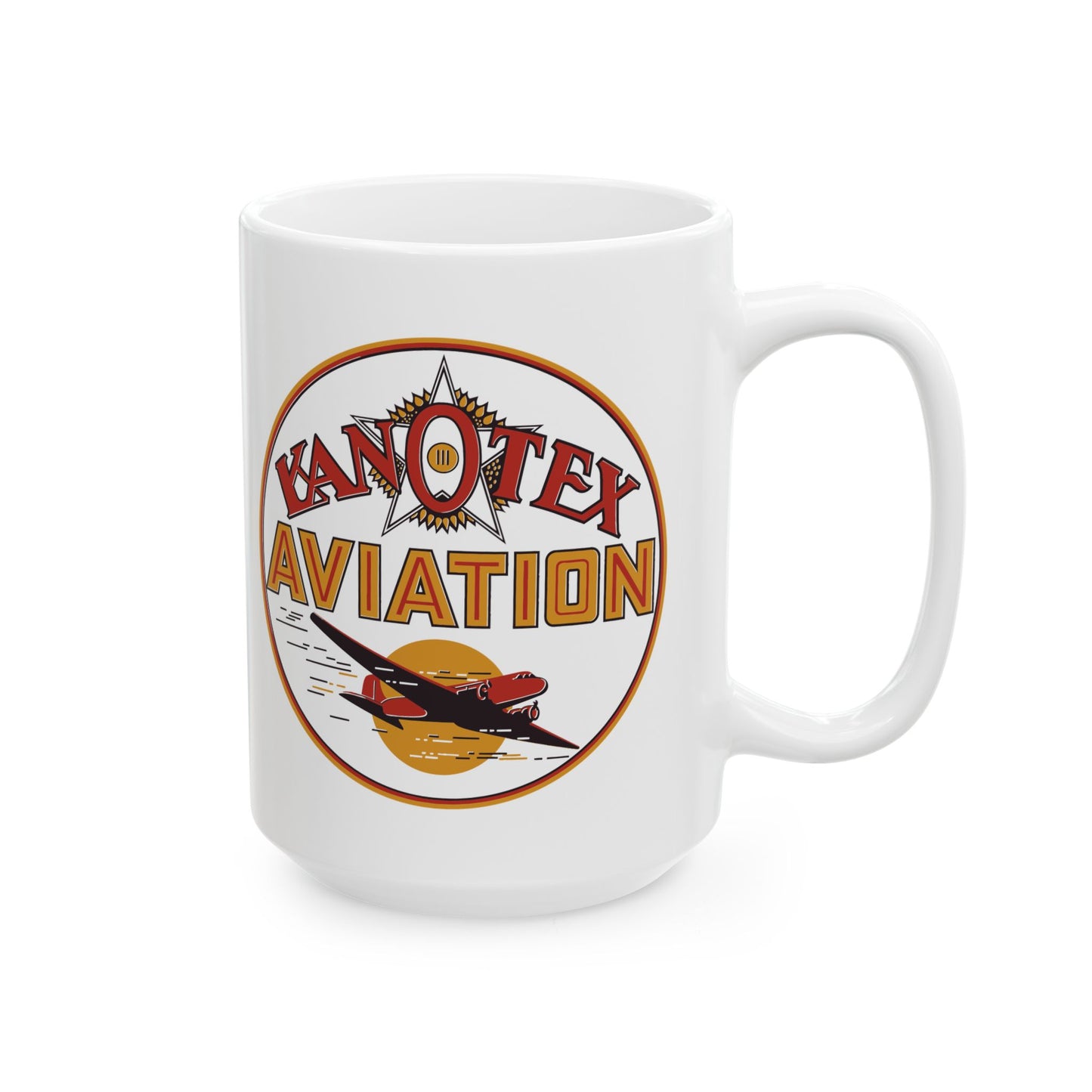 Kanotex Aviation white coffee mug 15oz — vintage petroliana gift — The Faded Label Co.